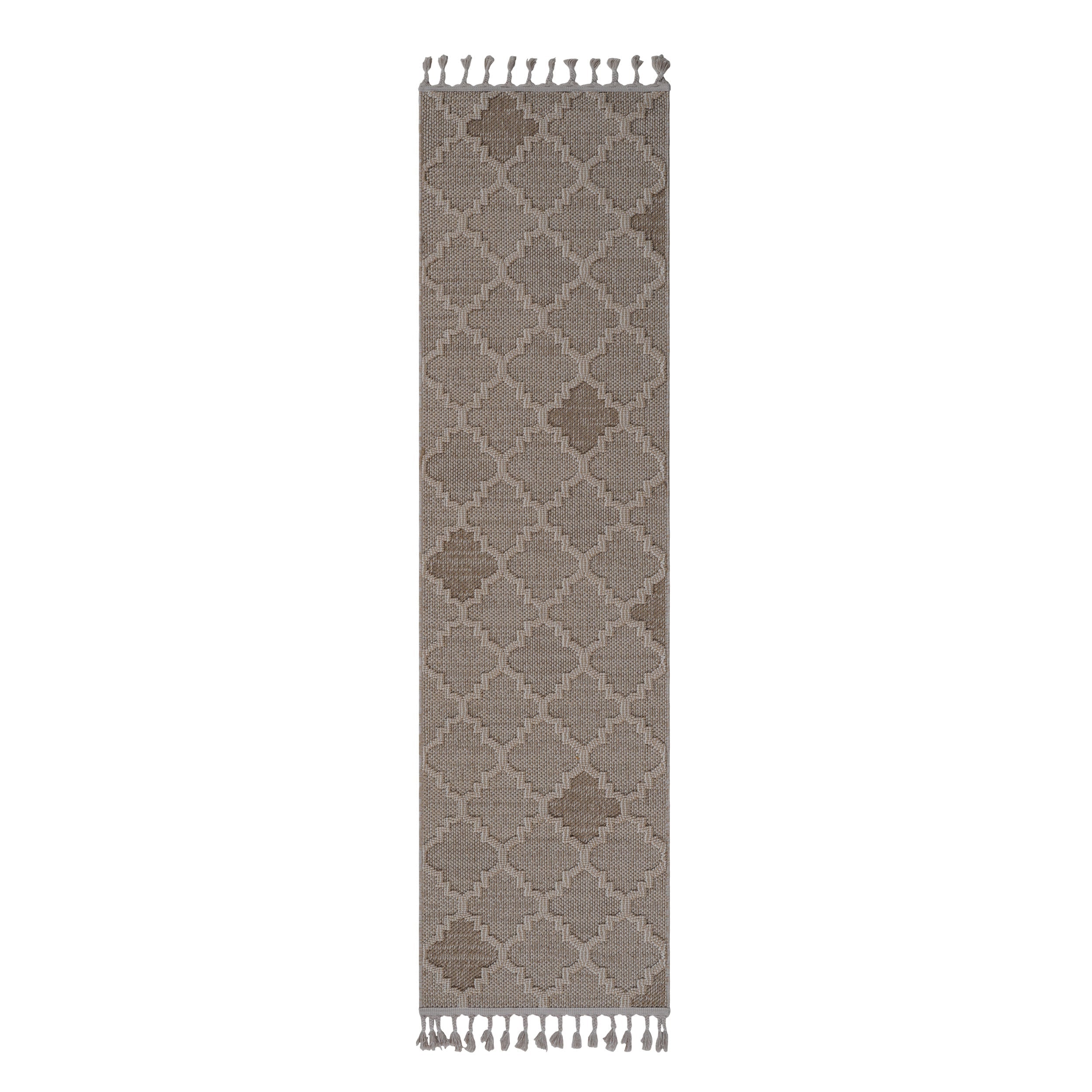 NAAR Guros Collection 2X8 Cream / Trellis Indoor / Outdoor Runner Rug