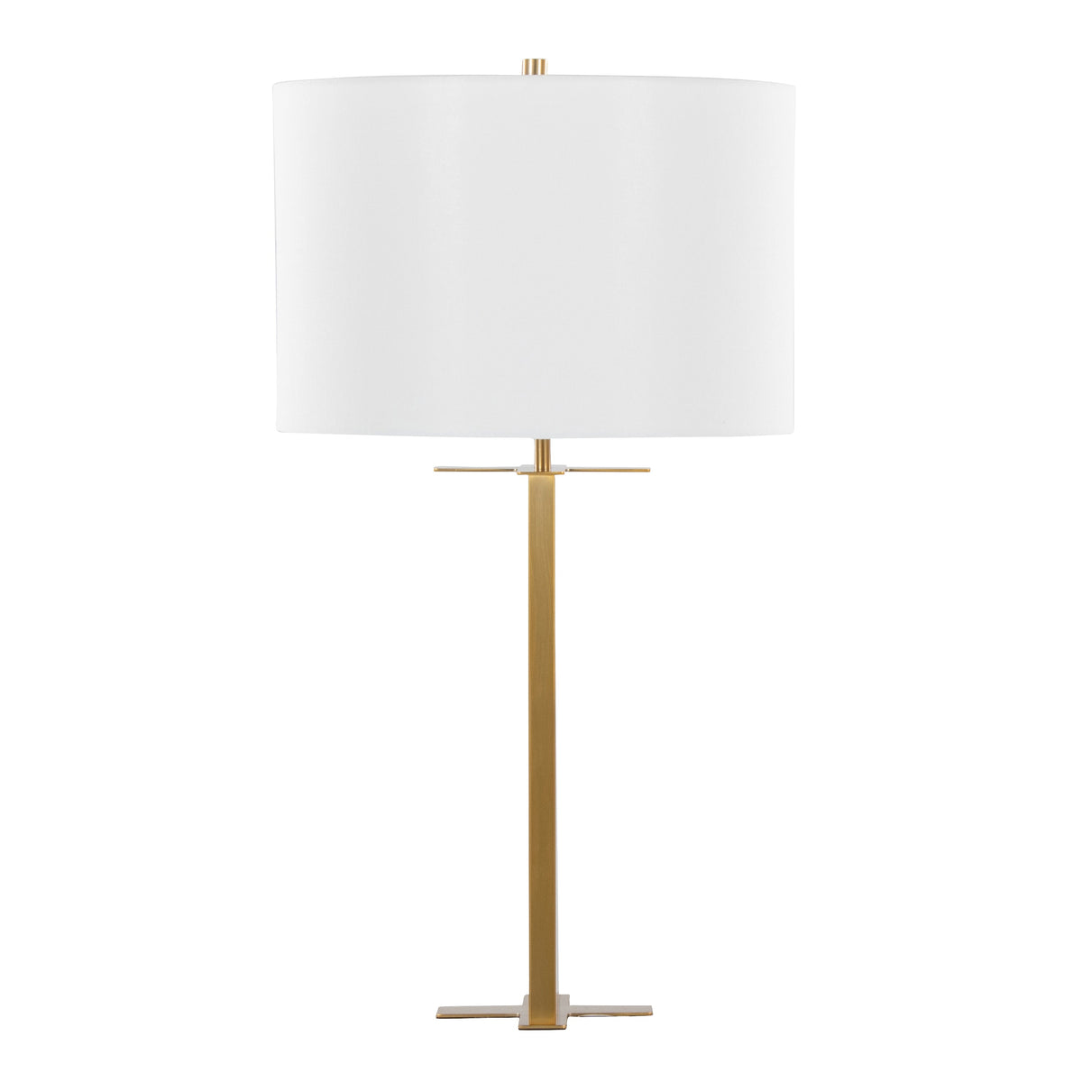 Cosmo 28' Glam Metal Table Lamp in Antique Brass and White Linen by LumiSource