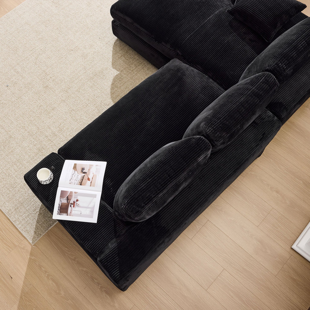 99*69' Modular Sectional Living Room Sofa Set, Modern Minimalist Style Couch, Upholstered Sleeper Sofa for Living Room, Bedroom, 2 PC Free Combination, Installation-free Sofa, L-Shape, Black