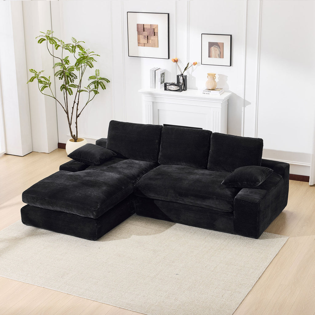 99*69' Modular Sectional Living Room Sofa Set, Modern Minimalist Style Couch, Upholstered Sleeper Sofa for Living Room, Bedroom, 2 PC Free Combination, Installation-free Sofa, L-Shape, Black
