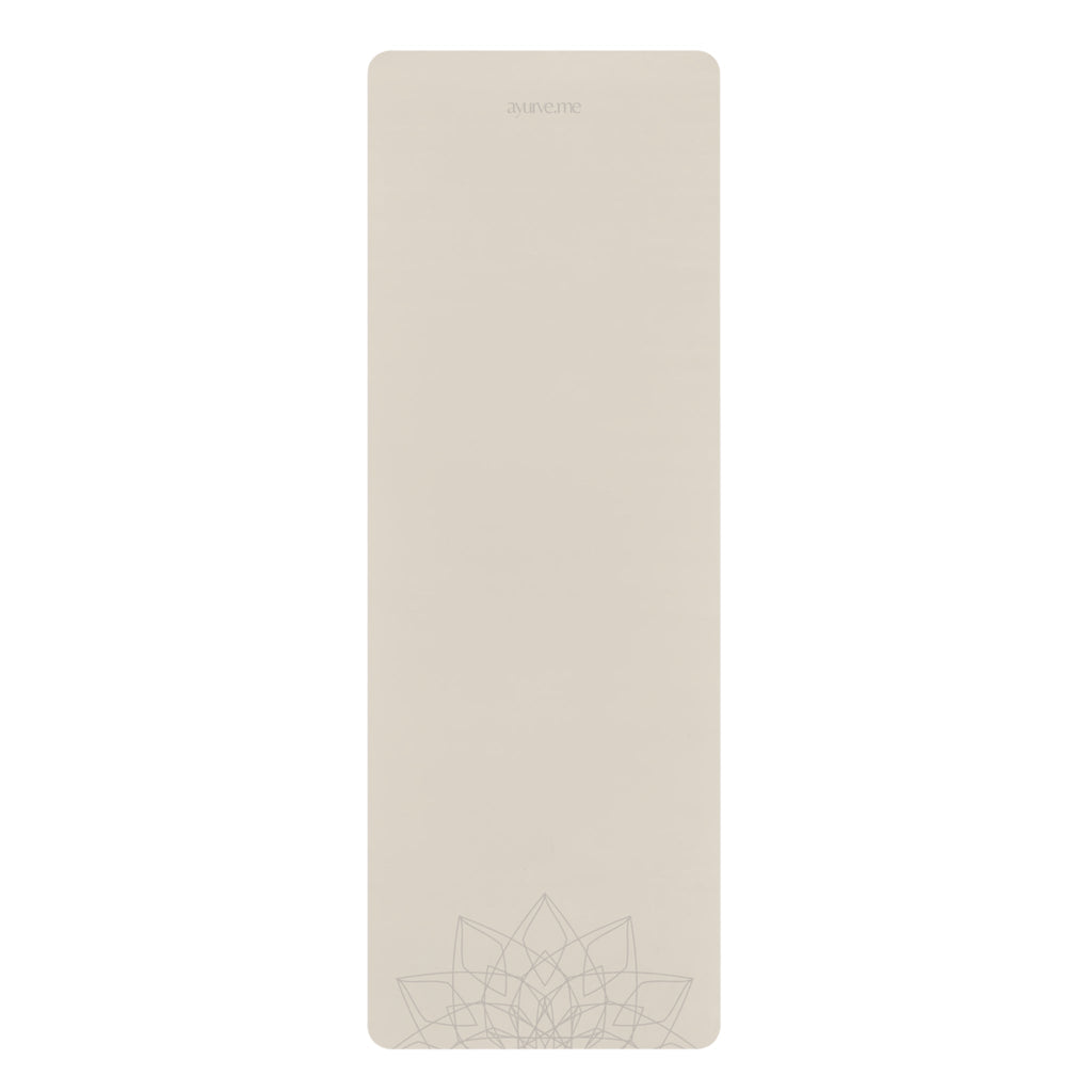 Rubber Yoga Mat – Eco‑Friendly, Non‑Slip (5 mm) | Sand Beige with Mandala Spiritual Design
