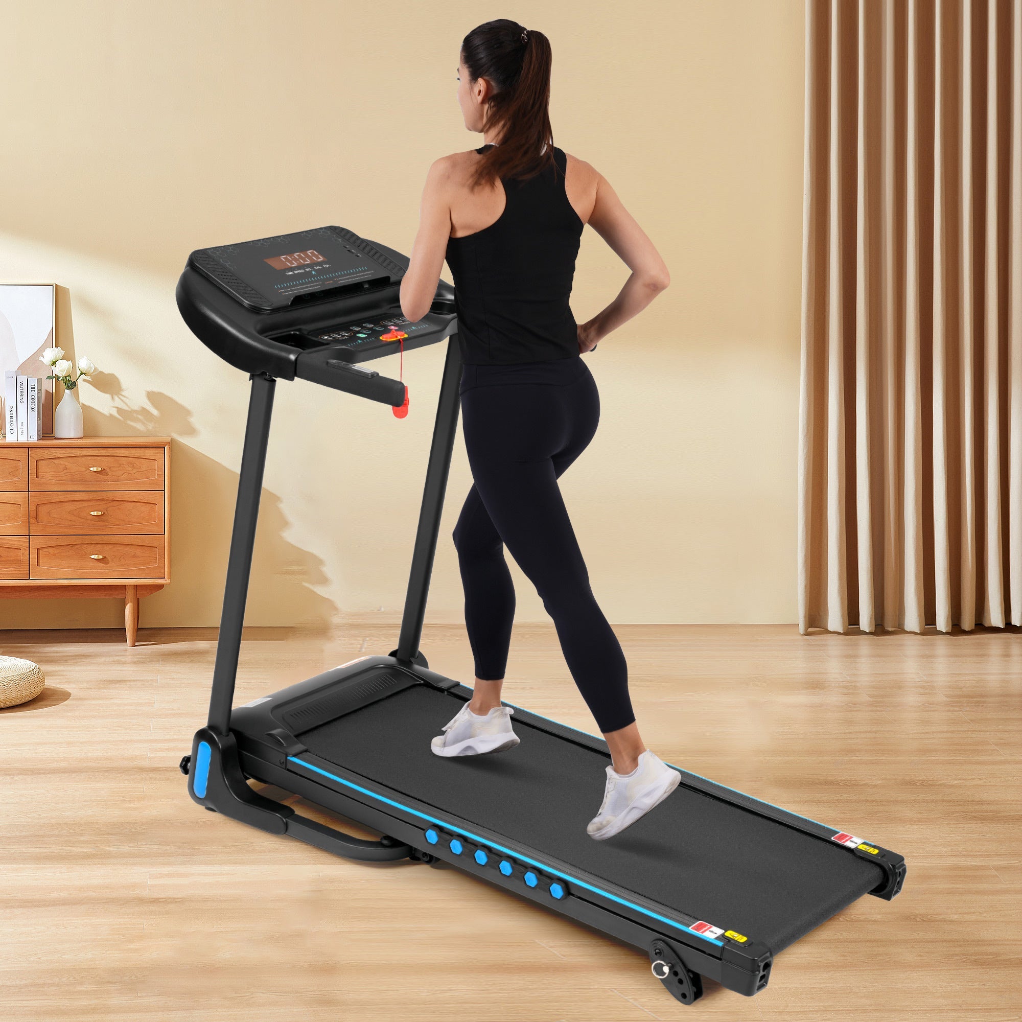 Incline Treadmill for Running & Walking, 3.0 HP Treadmills For Home 350 lbs Weight Capacity Hydraulic System Auto-Folding Treadmill with Type C & USB Charge For Android, 10MPH, Bluetooth Speaker