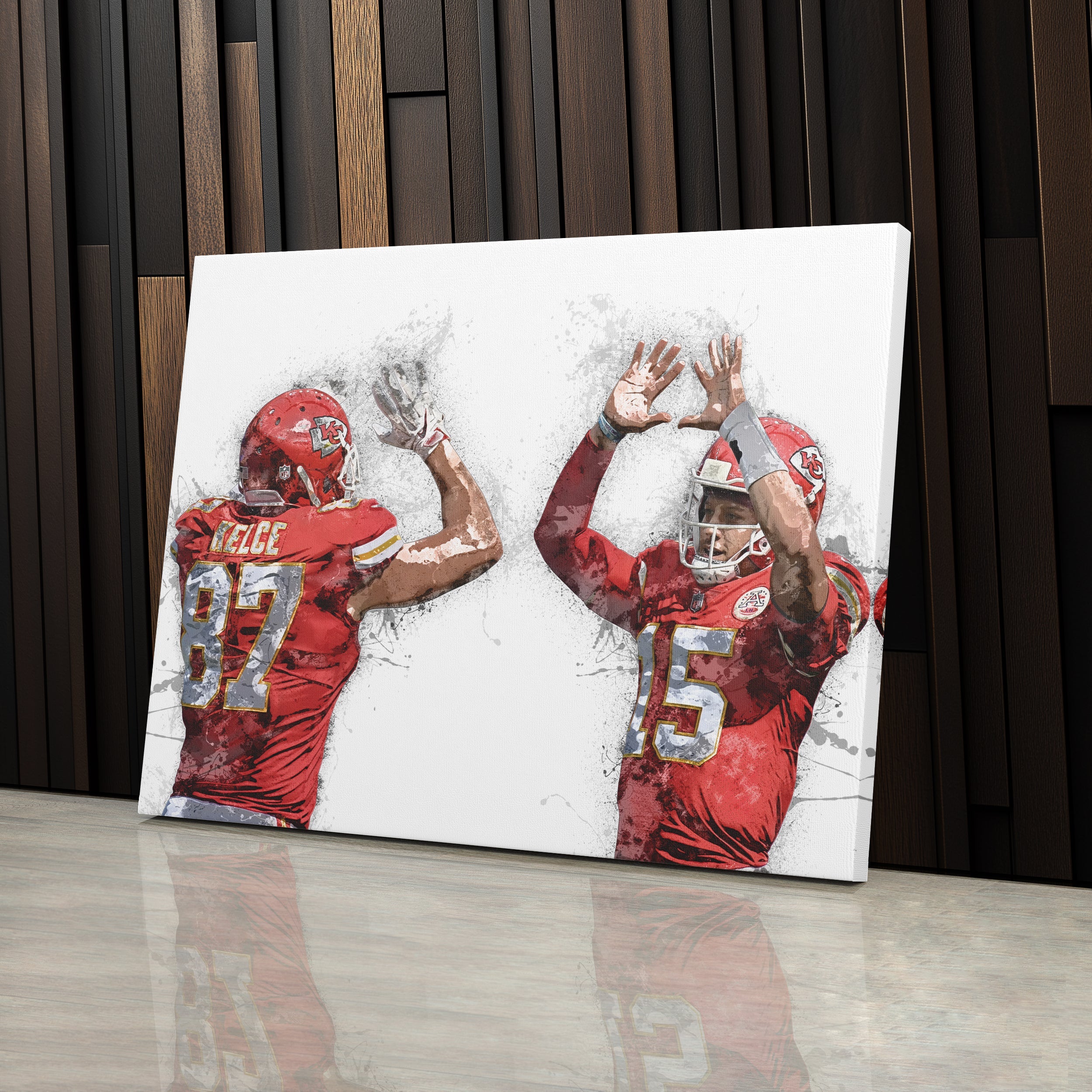 Patrick Mahomes & Travis Kelce Canvas Art – Kansas City Chiefs Wall Decor