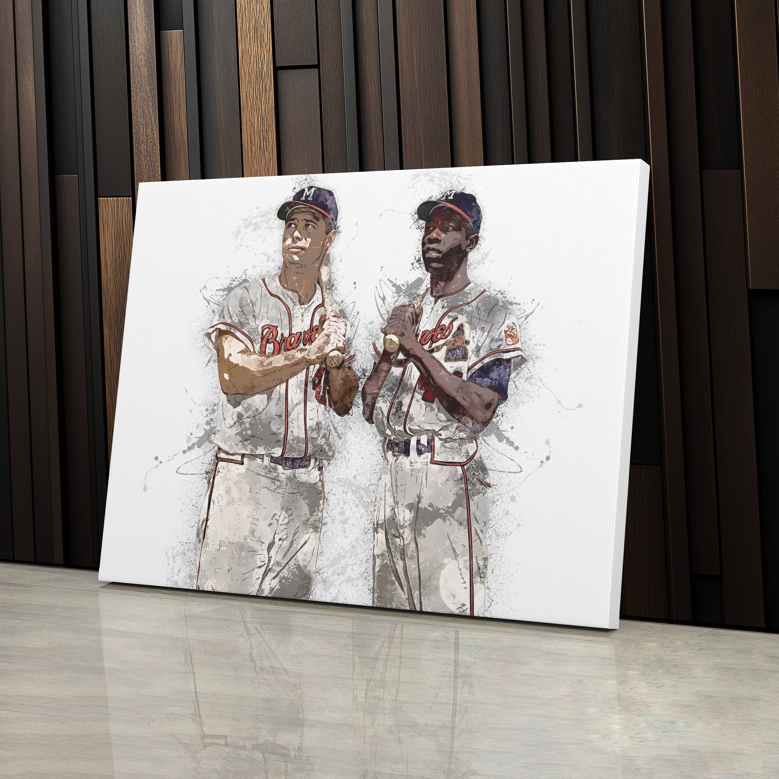 Hank Aaron & Eddie Mathews Canvas Art – Milwaukee Braves Wall Decor