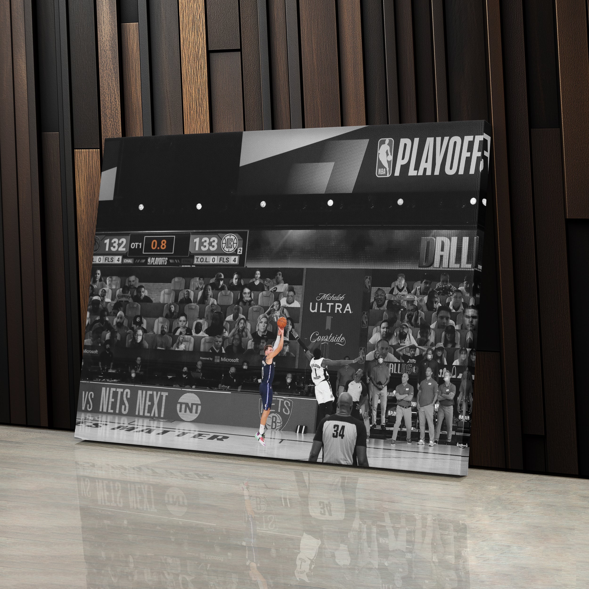 Luka Doncic Canvas Art – Mavericks Buzzer Beater Decor