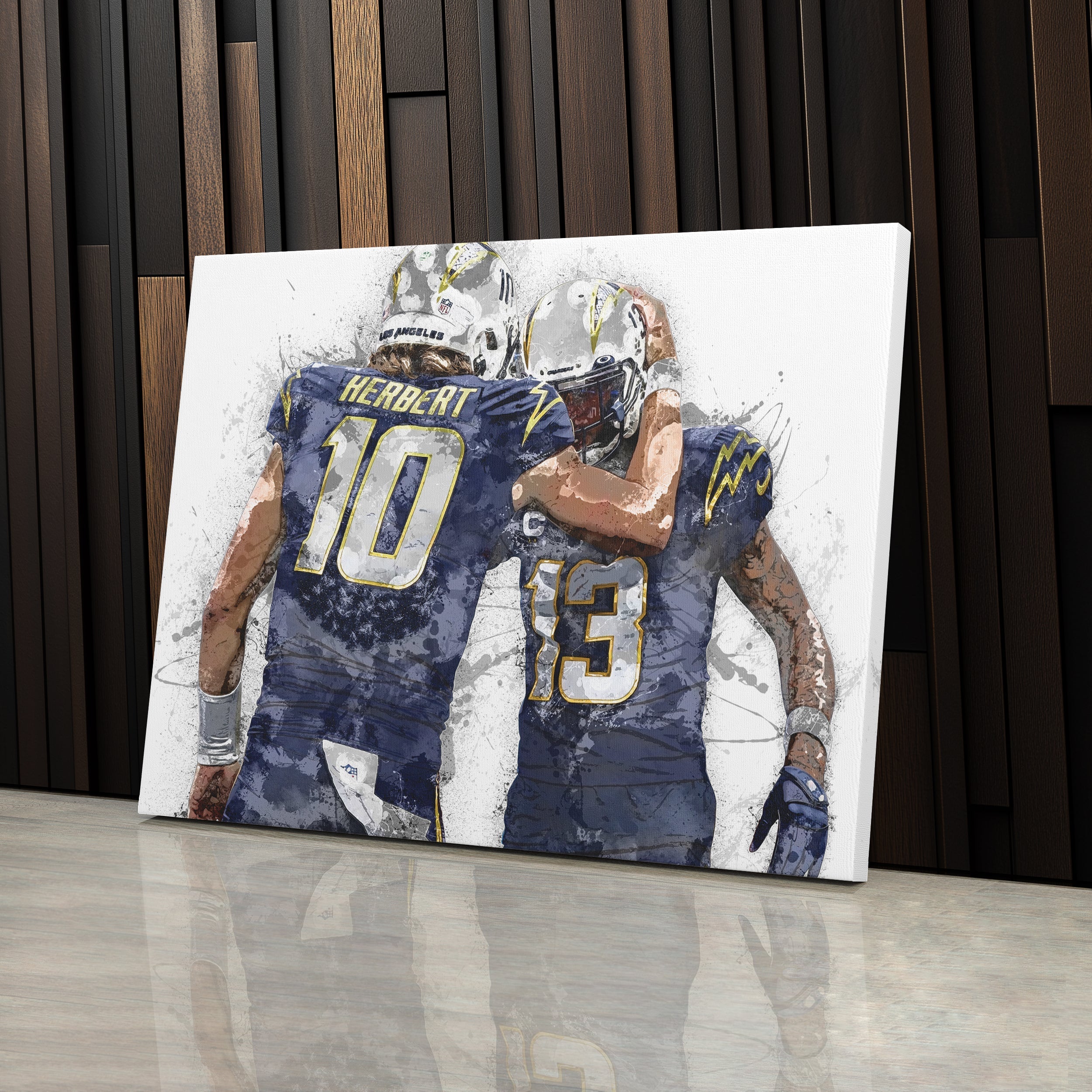 Justin Herbert & Keenan Allen Canvas Art – Los Angeles Chargers Wall Decor