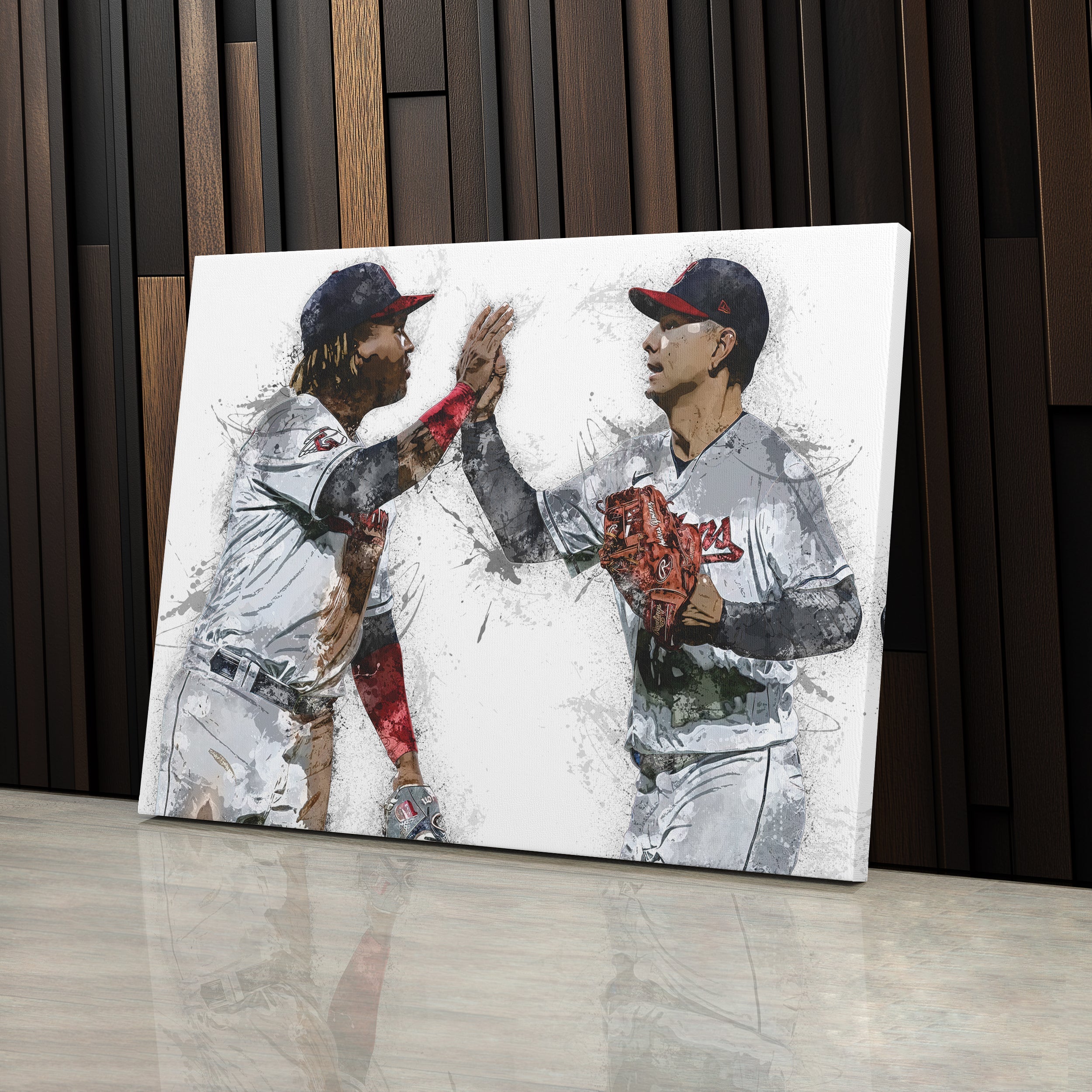 Jose Ramirez & Andres Gimenez Canvas Art – Cleveland Guardians Wall Decor