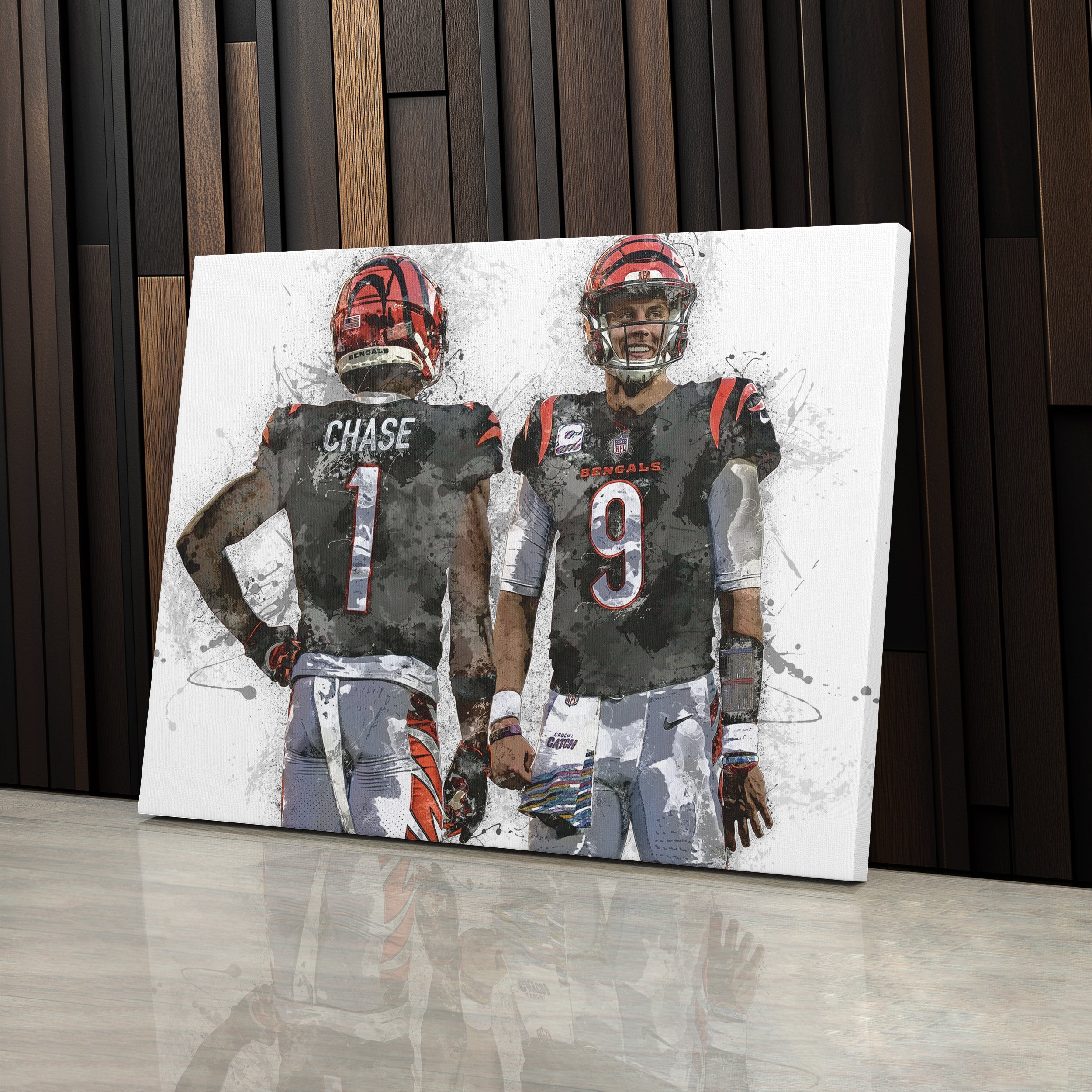 Joe Burrow & Ja'Marr Chase Canvas Art – Cincinnati Bengals Wall Decor