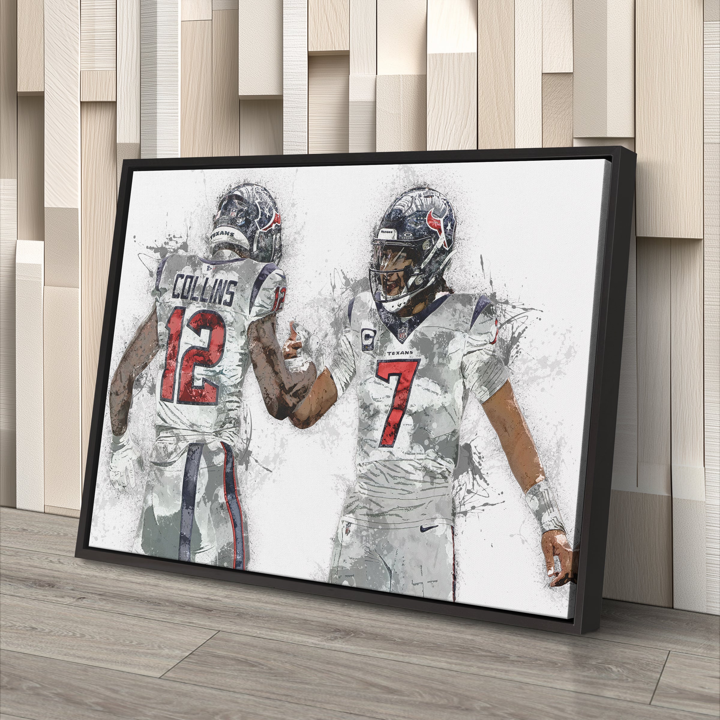 CJ Stroud & Nico Collins Canvas Art – Houston Texans Wall Decor