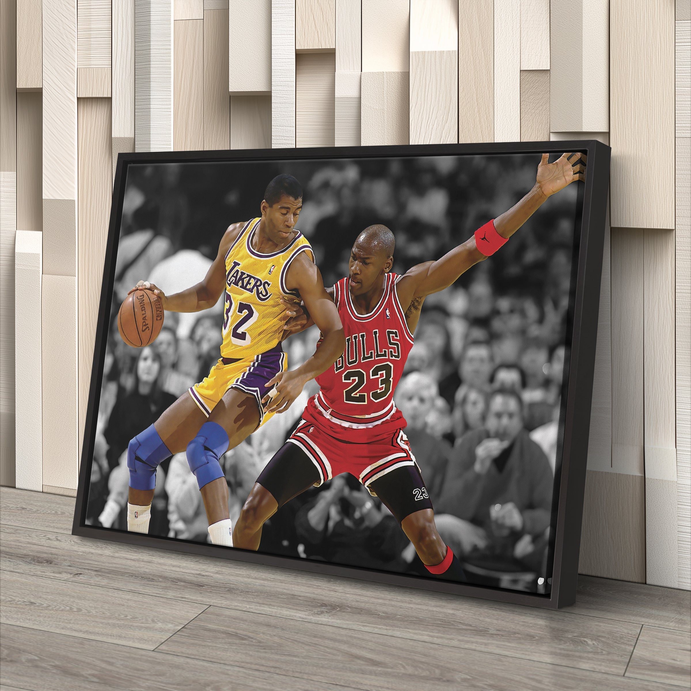 Michael Jordan & Magic Johnson Canvas – Bulls Lakers Basketball Wall Art for Home
