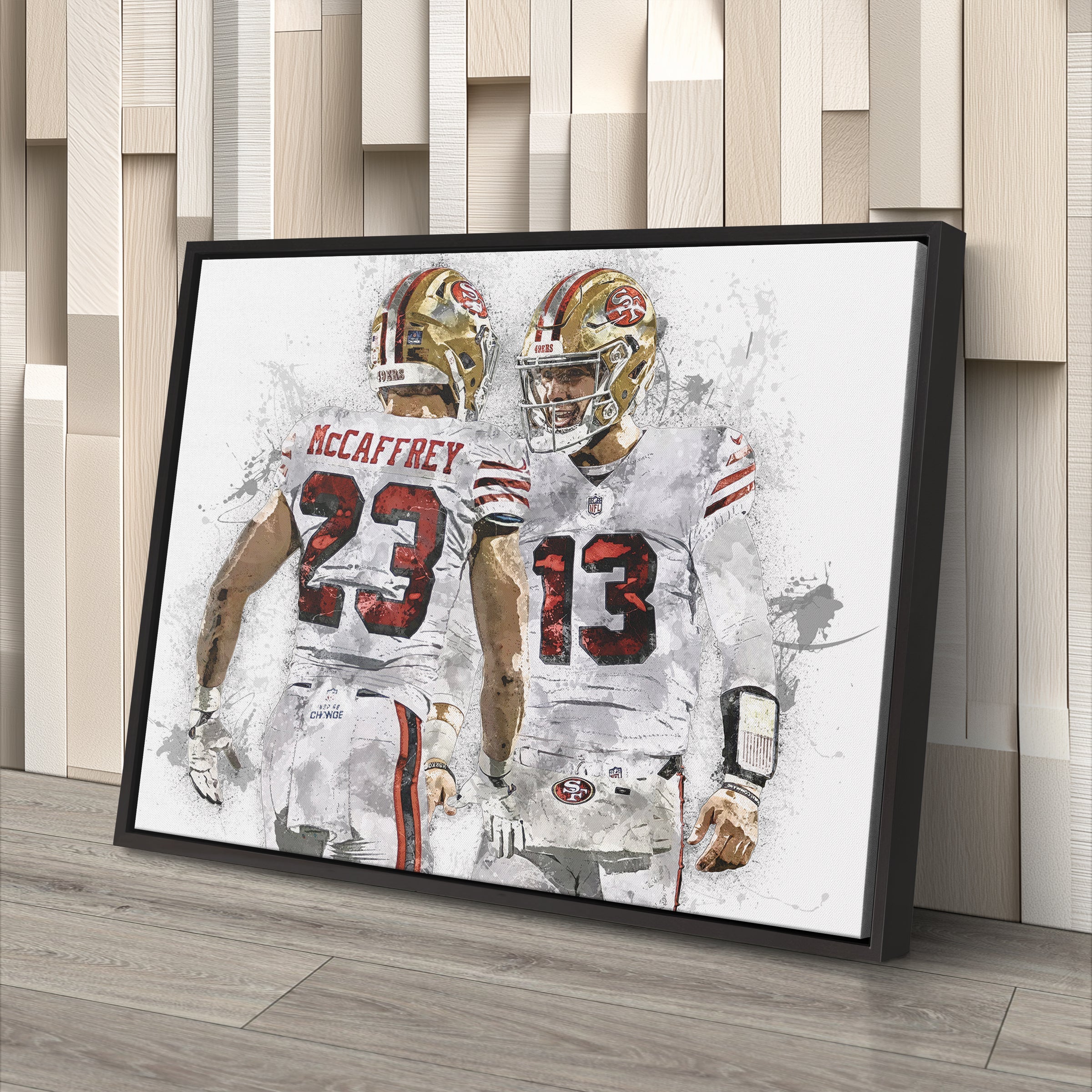 Christian McCaffrey & Brock Purdy Canvas Art – San Francisco 49ers Wall Decor