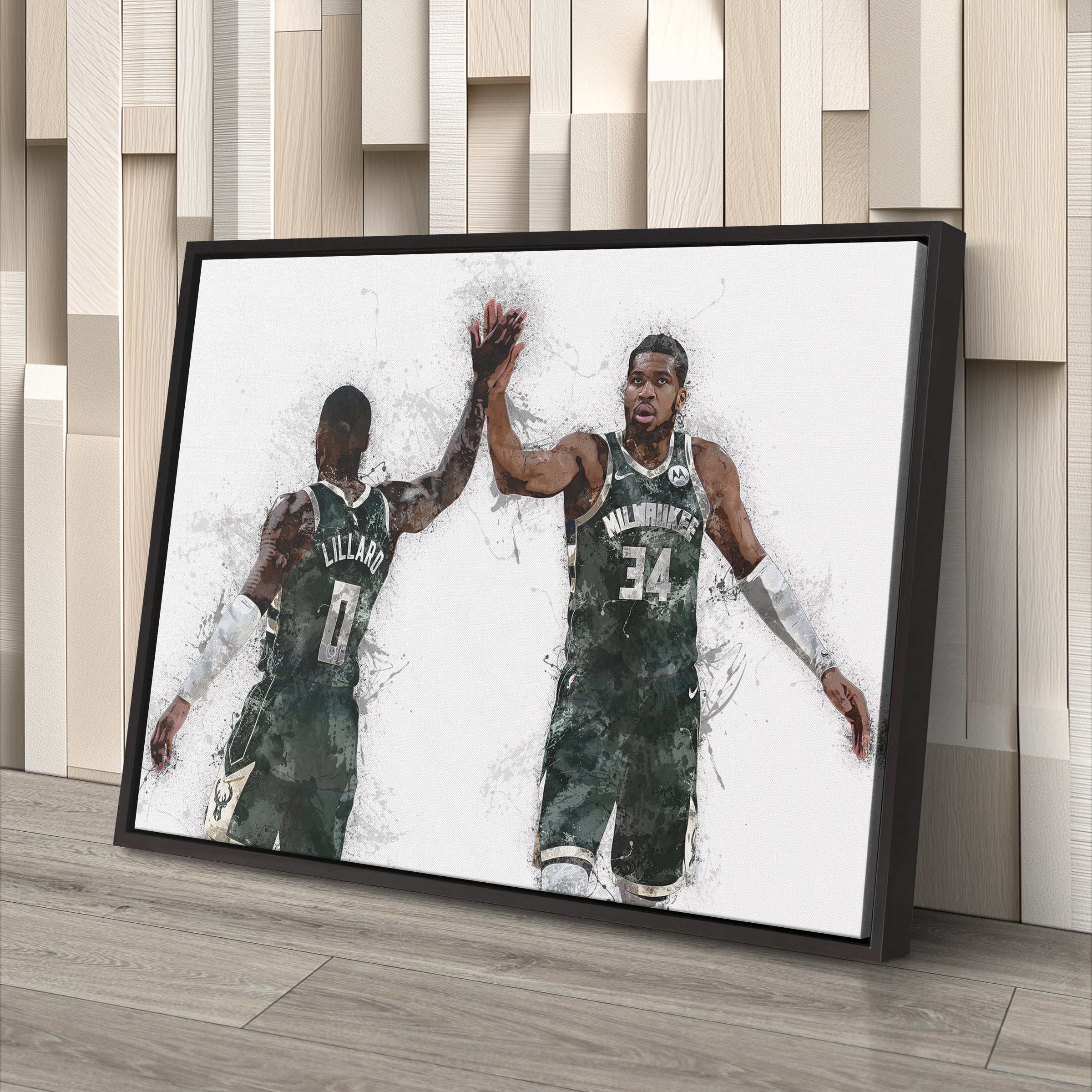 Giannis Antetokounmpo & Damian Lillard Canvas Art – Milwaukee Bucks Wall Decor