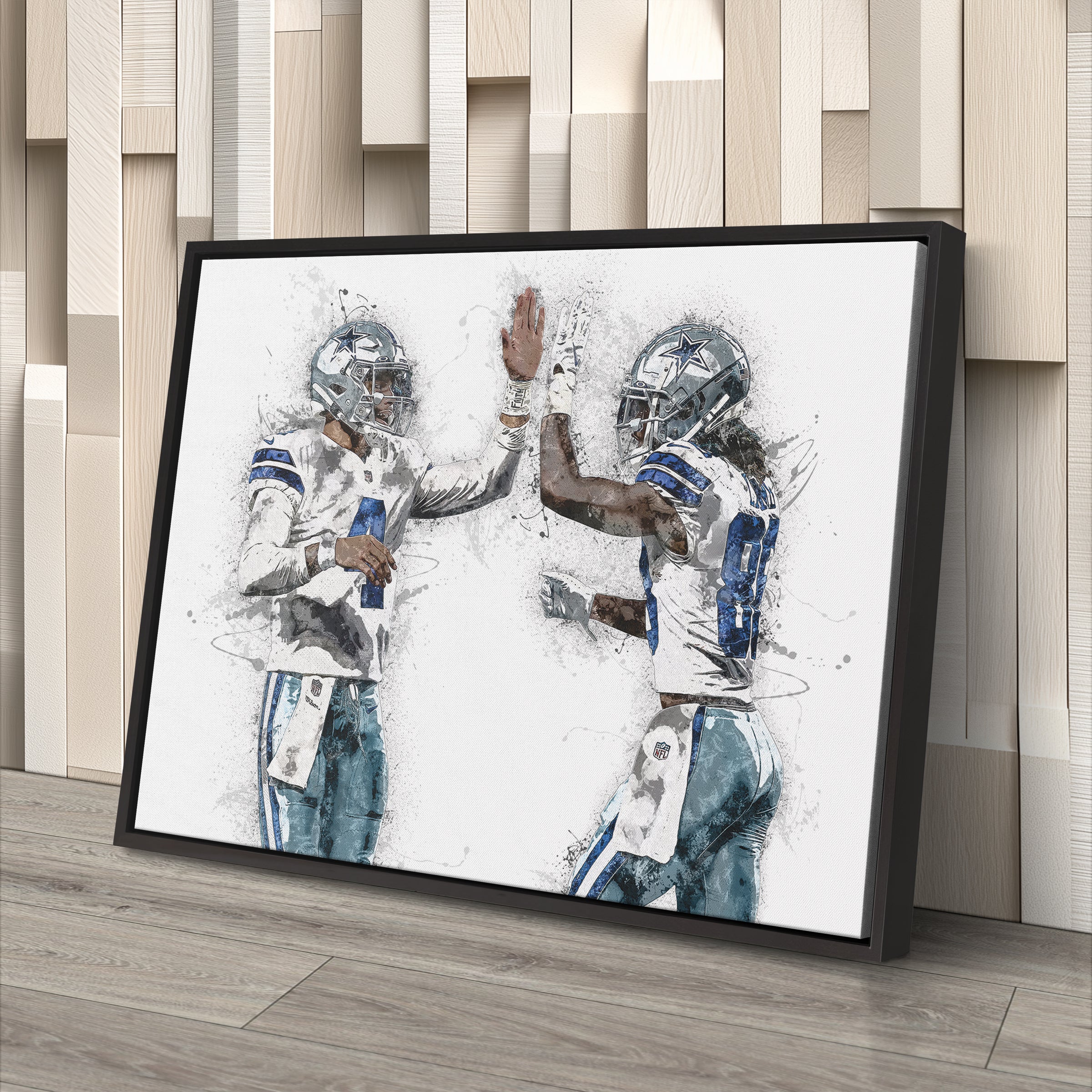 Dak Prescott & CeeDee Lamb Canvas Art – Dallas Cowboys Wall Decor
