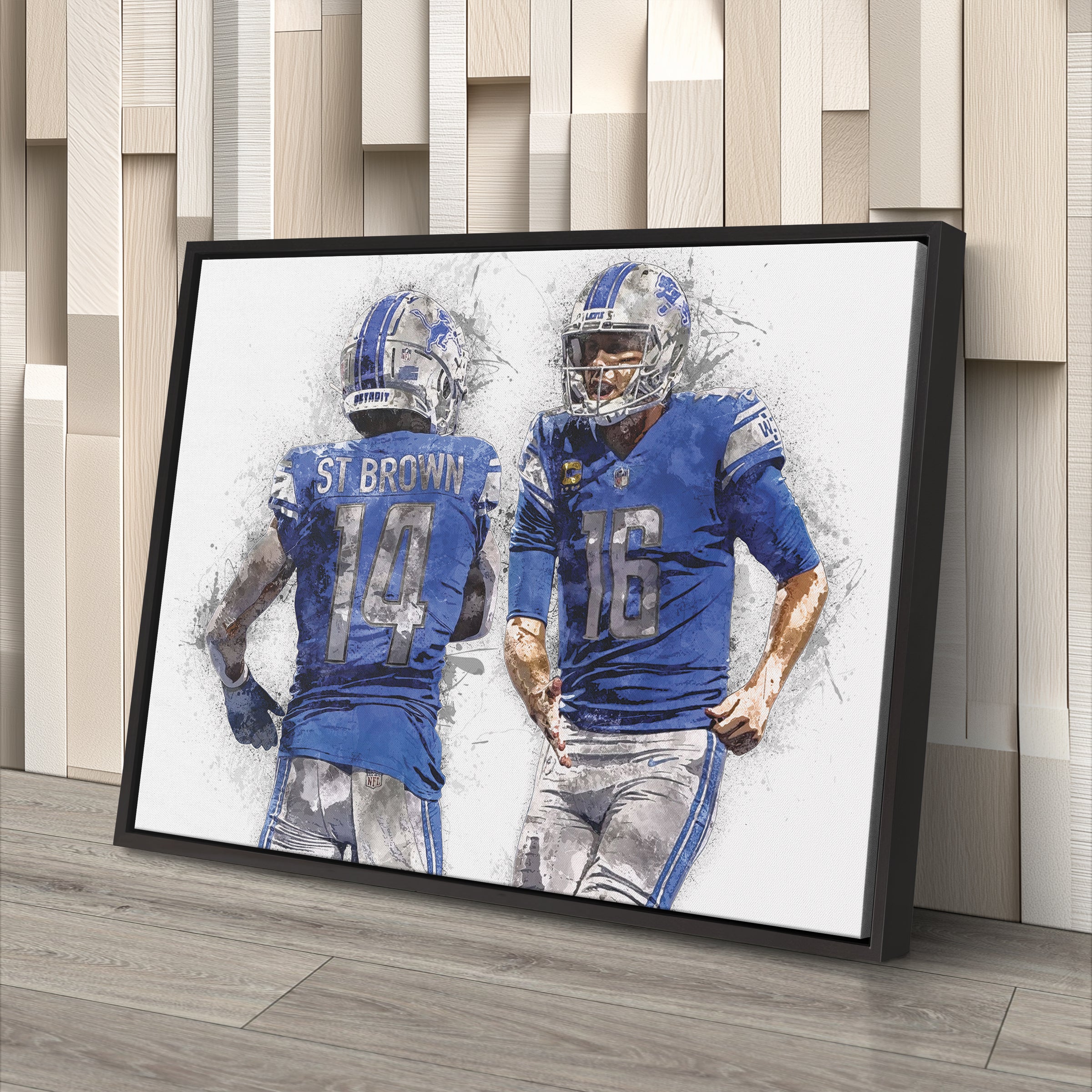 Jared Goff & Amon-Ra St. Brown Canvas Art – Detroit Lions Wall Decor