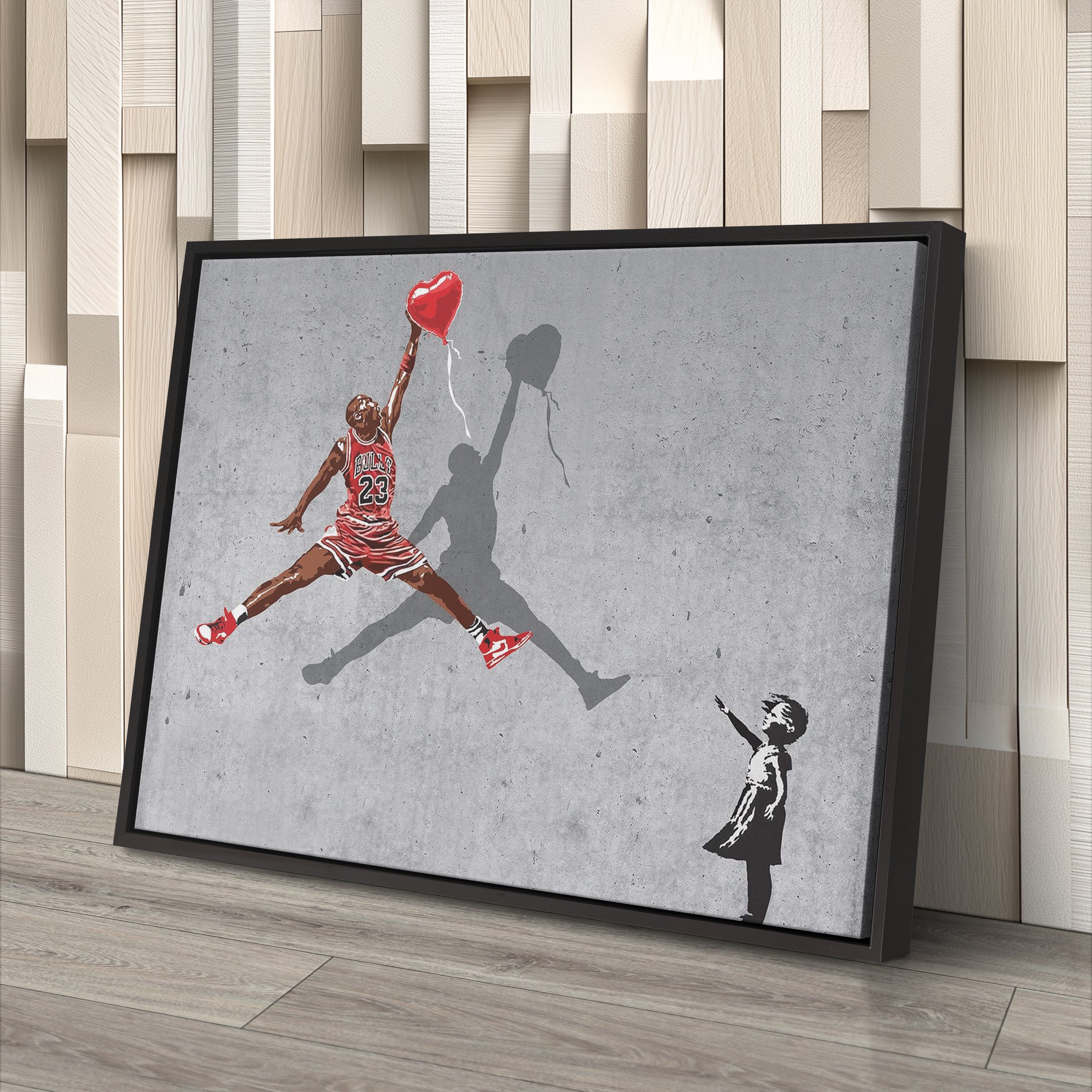 Michael Jordan Banksy Balloon Girl Canvas Art - NBA Street Art Decor