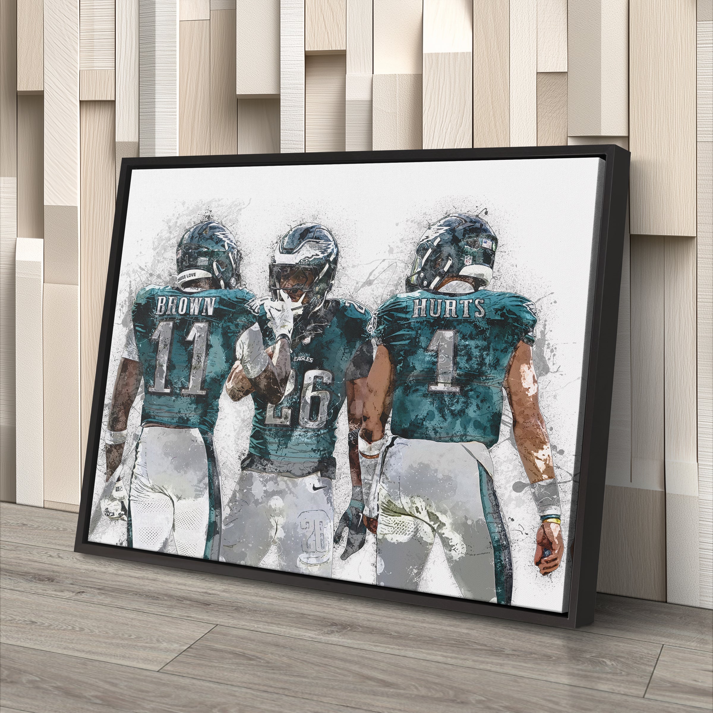 Jalen Hurts, A.J. Brown & Saquon Barkley Canvas Art – Philadelphia Eagles Wall Decor