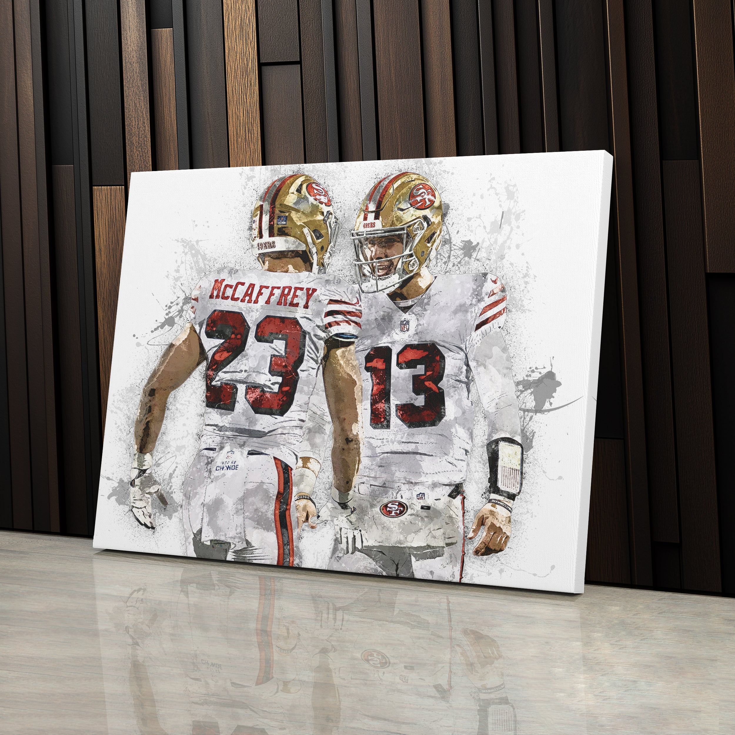 Christian McCaffrey & Brock Purdy Canvas Art – San Francisco 49ers Wall Decor