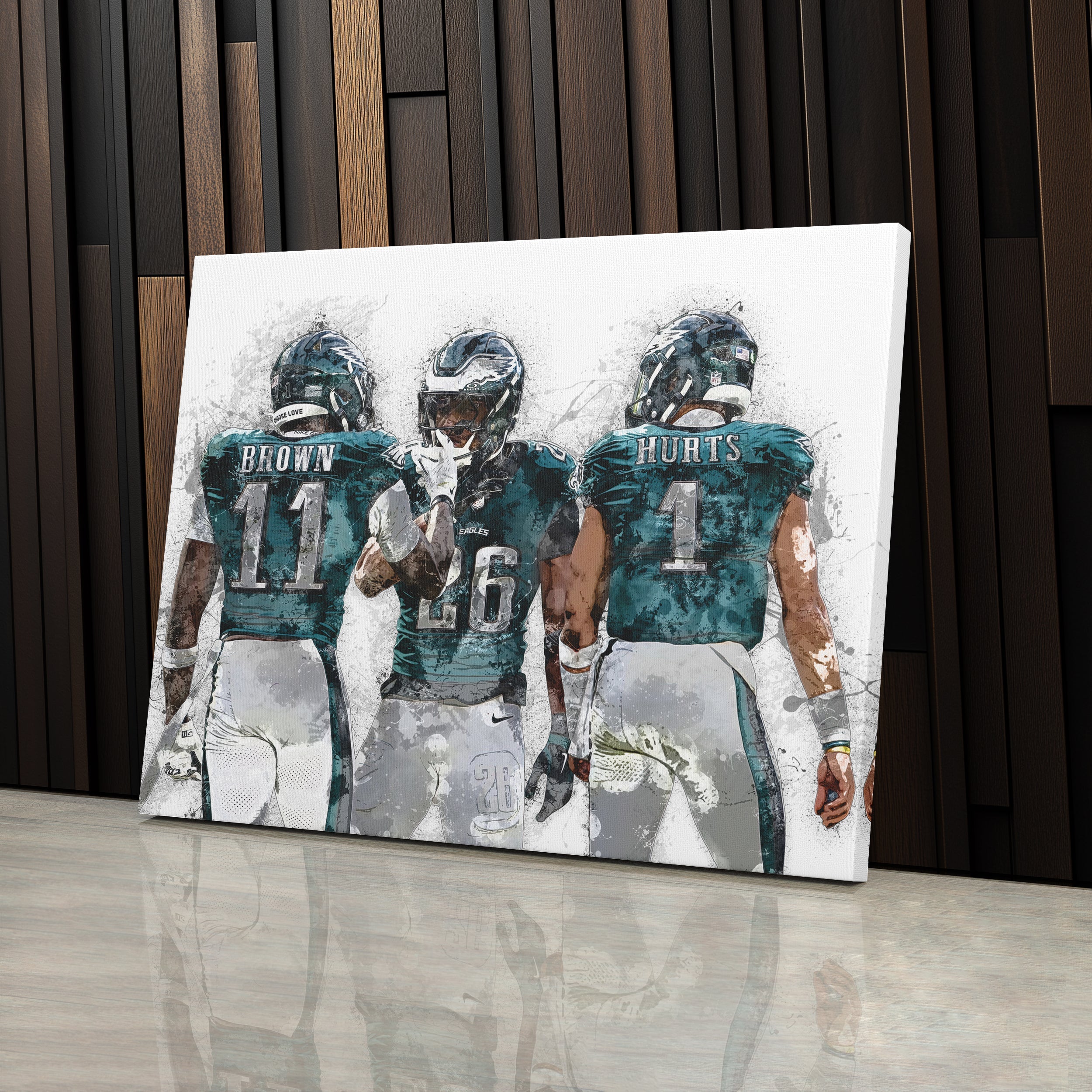 Jalen Hurts, A.J. Brown & Saquon Barkley Canvas Art – Philadelphia Eagles Wall Decor