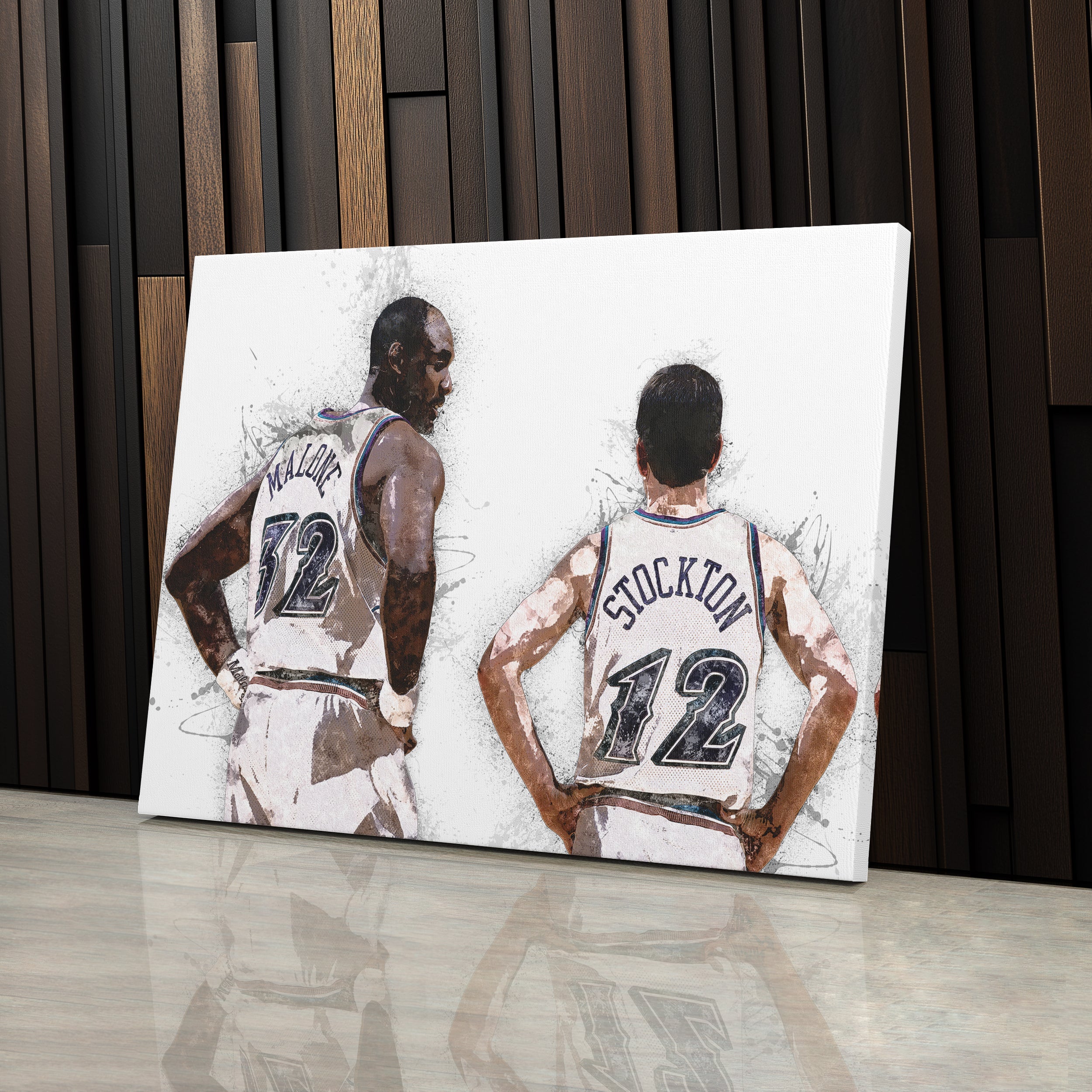 John Stockton & Karl Malone Canvas Art – Utah Jazz Wall Decor