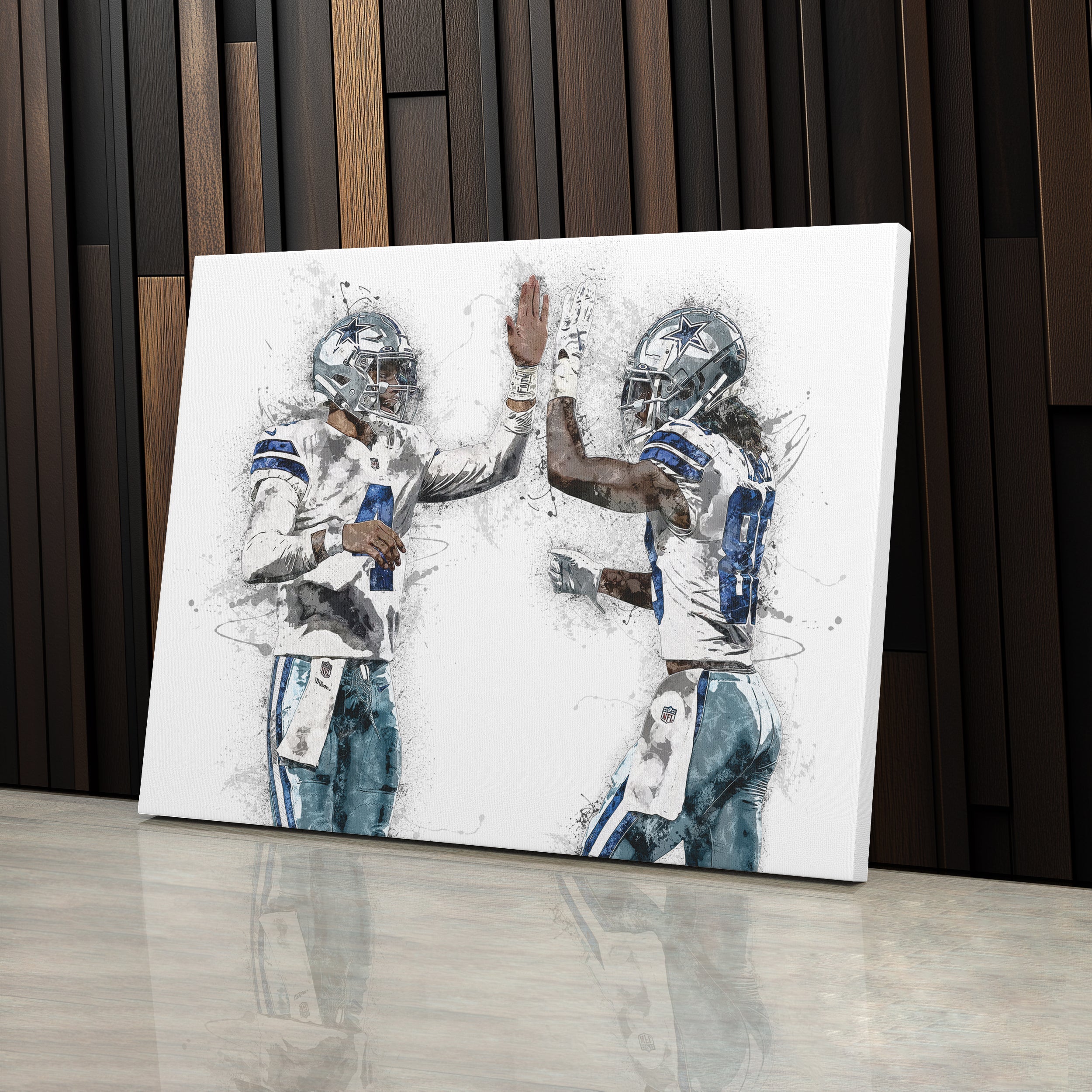 Dak Prescott & CeeDee Lamb Canvas Art – Dallas Cowboys Wall Decor