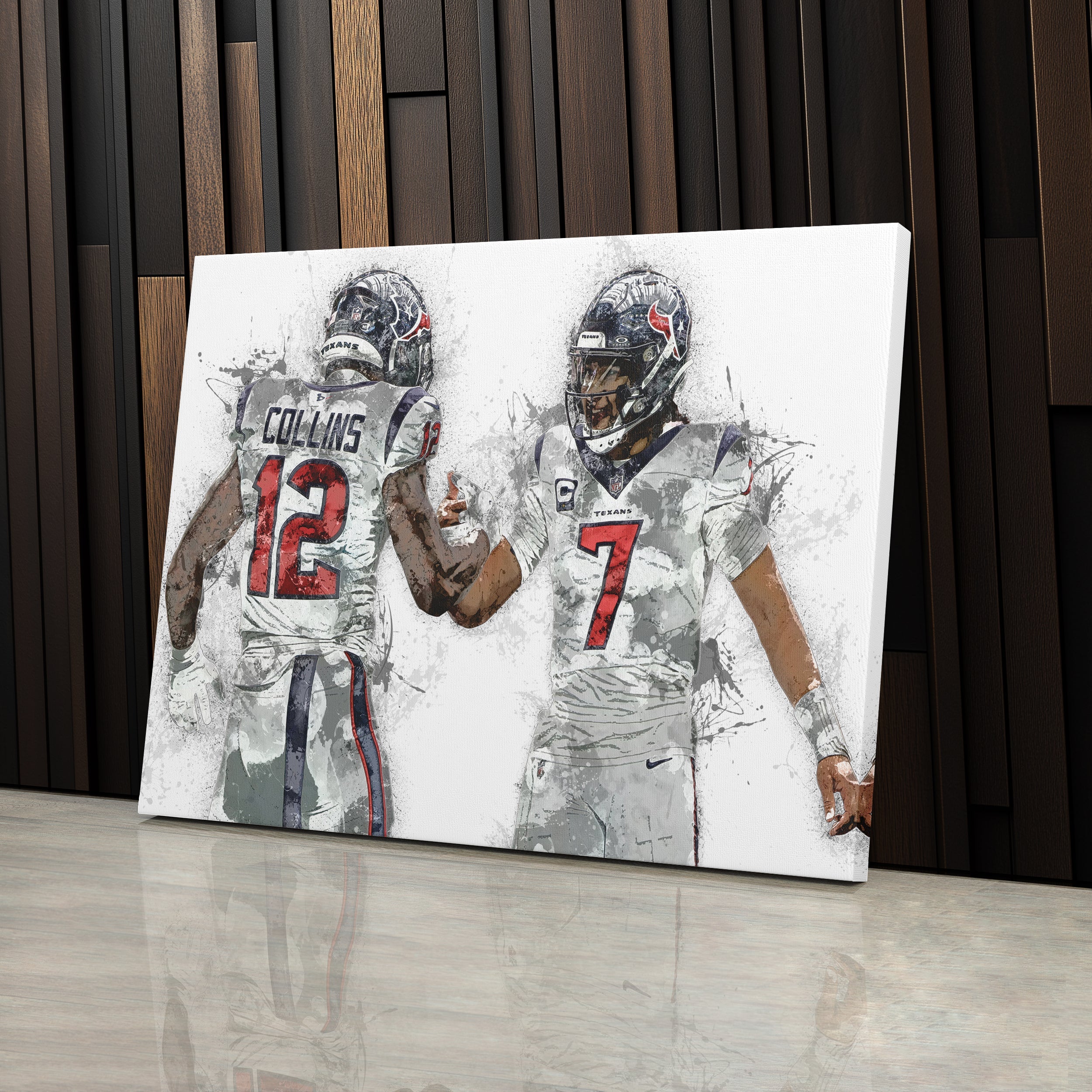 CJ Stroud & Nico Collins Canvas Art – Houston Texans Wall Decor