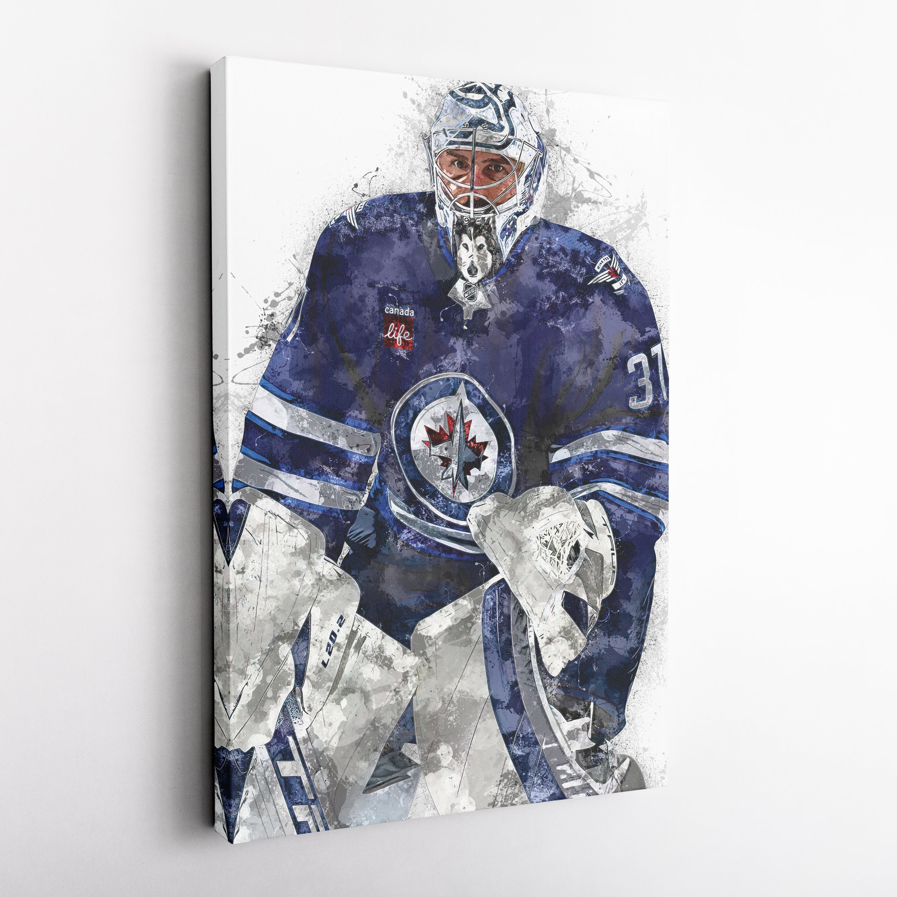 Connor Hellebuyck Canvas Art – Winnipeg Jets Wall Decor
