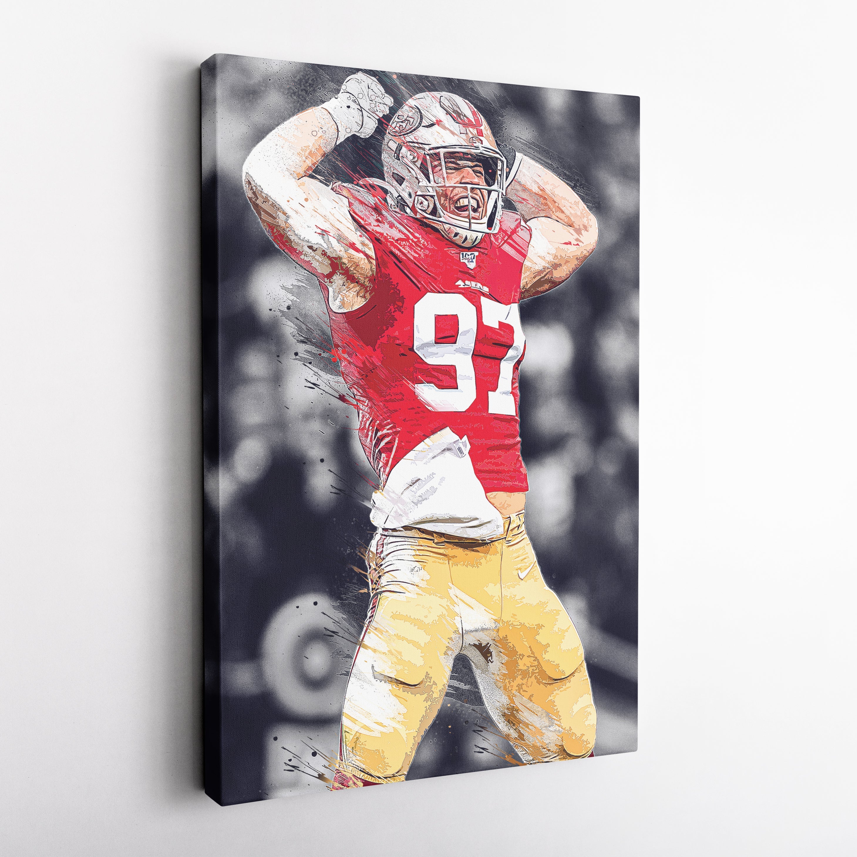 Nick Bosa Canvas Art – 49ers NFL Celebration Wall Decor