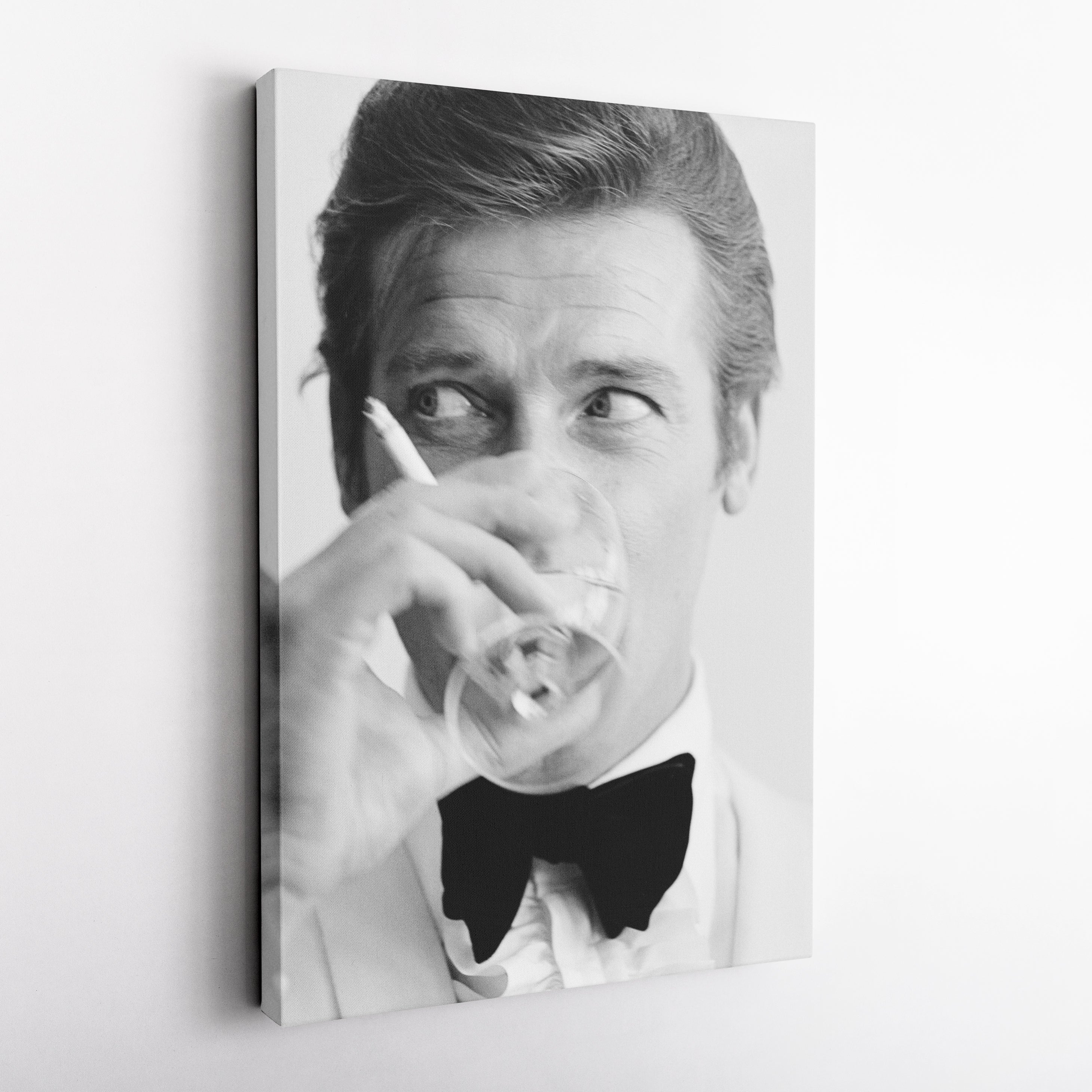 Roger Moore Canvas Art – James Bond Smoking Wall Decor