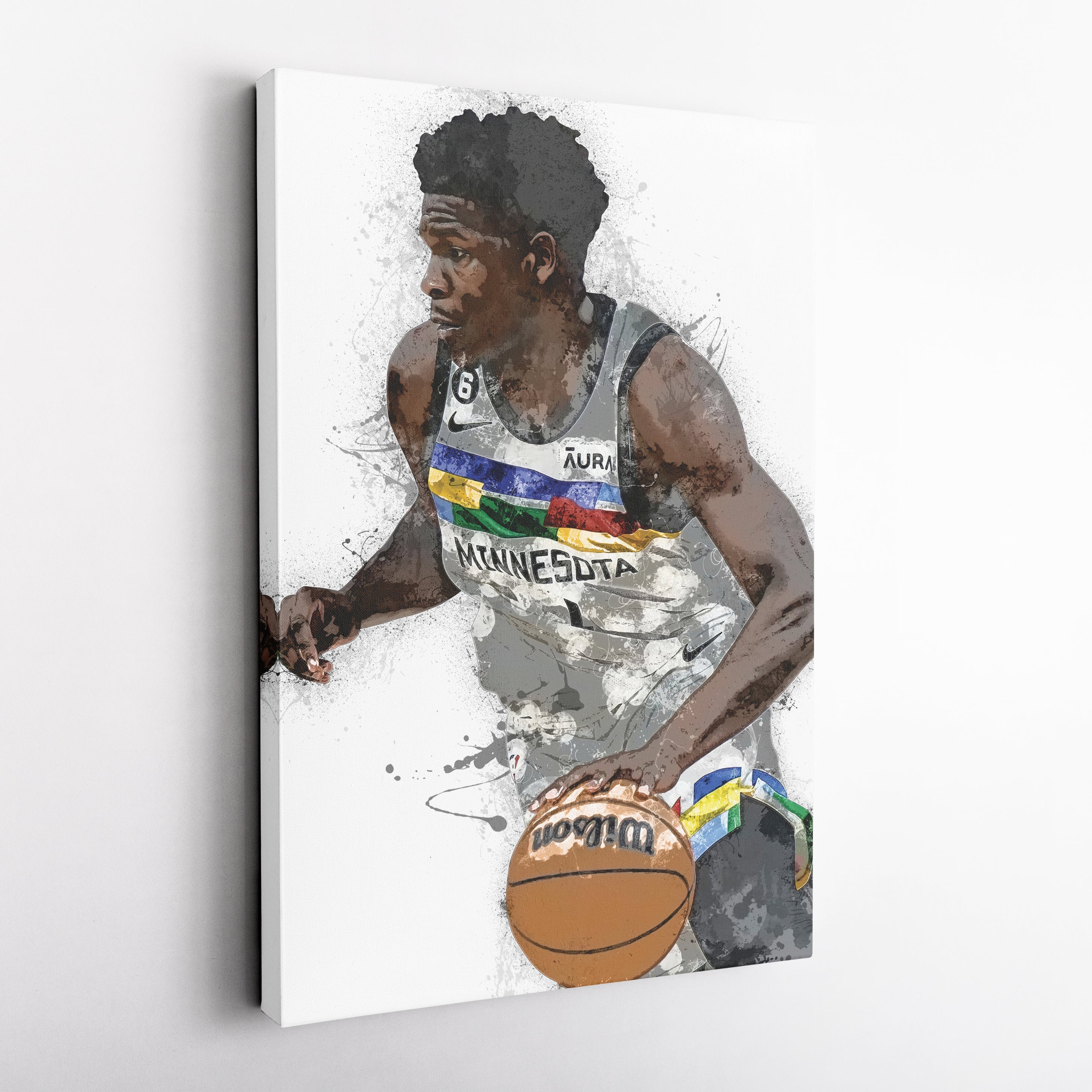 Anthony Edwards Canvas Art – Minnesota Timberwolves Wall Decor