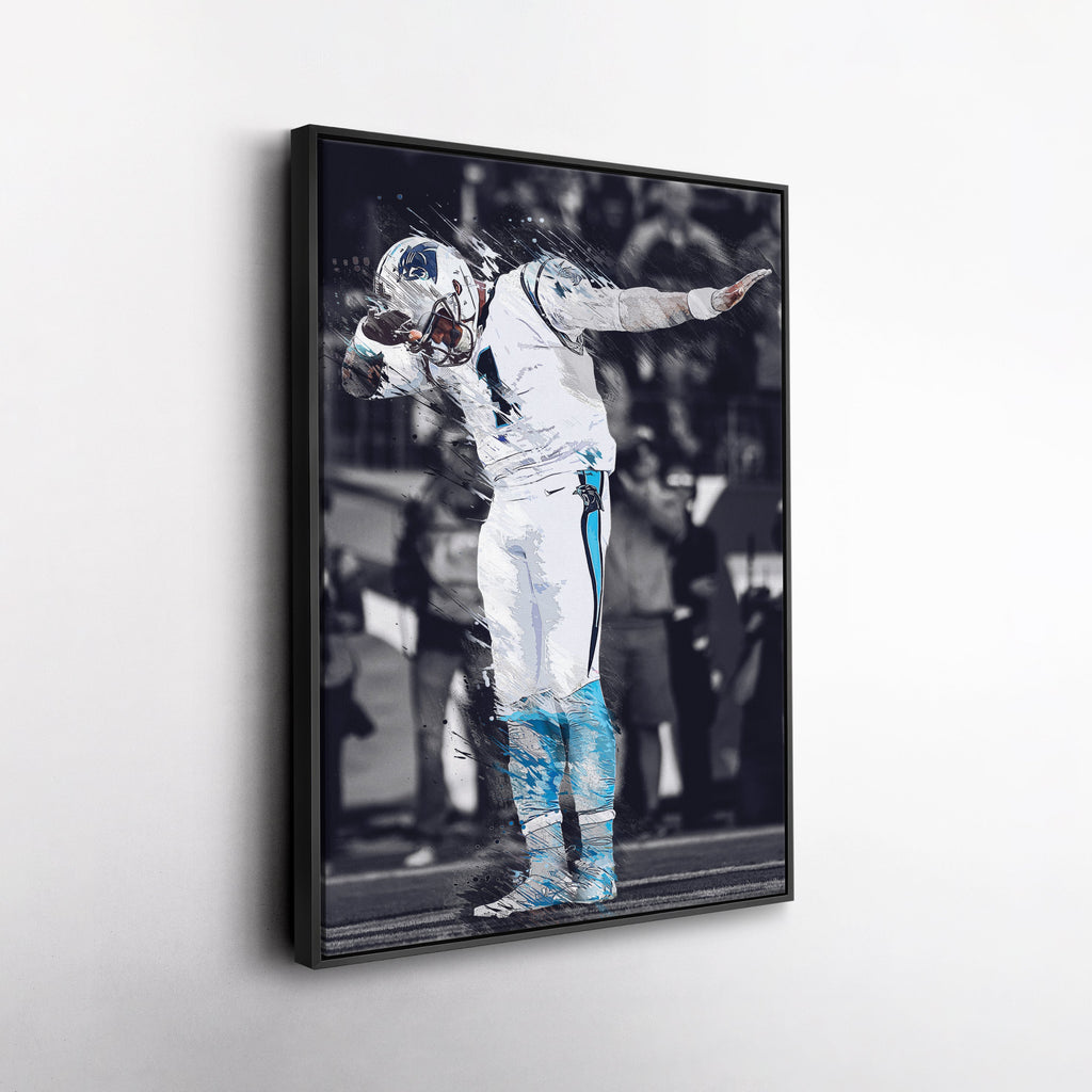 Cam Newton Canvas Art - Panthers Dab Celebration Wall Decor