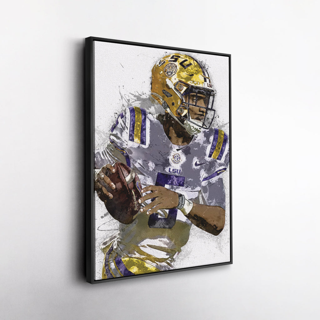 Jayden Daniels Canvas Art – LSU Tigers Wall Decor