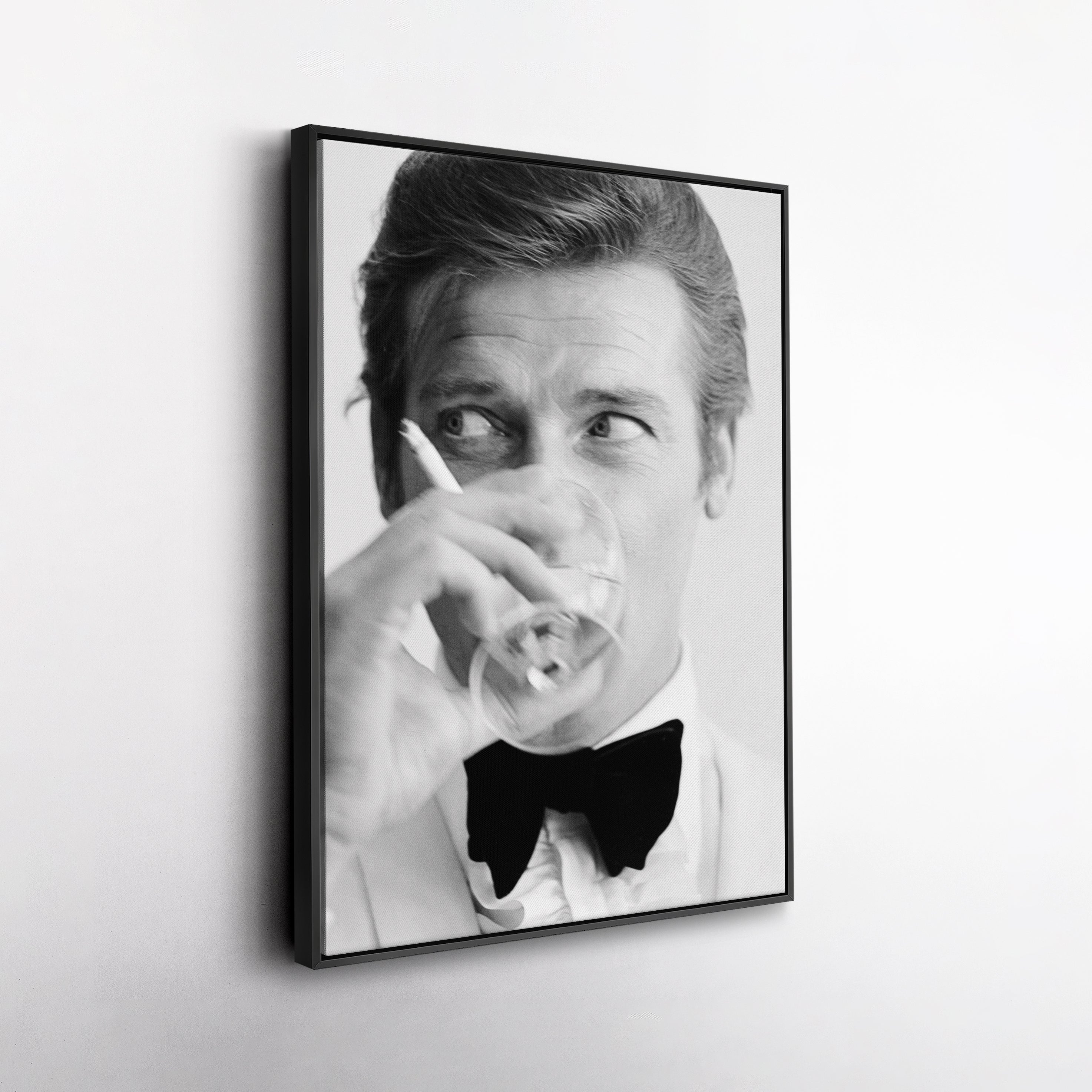 Roger Moore Canvas Art – James Bond Smoking Wall Decor