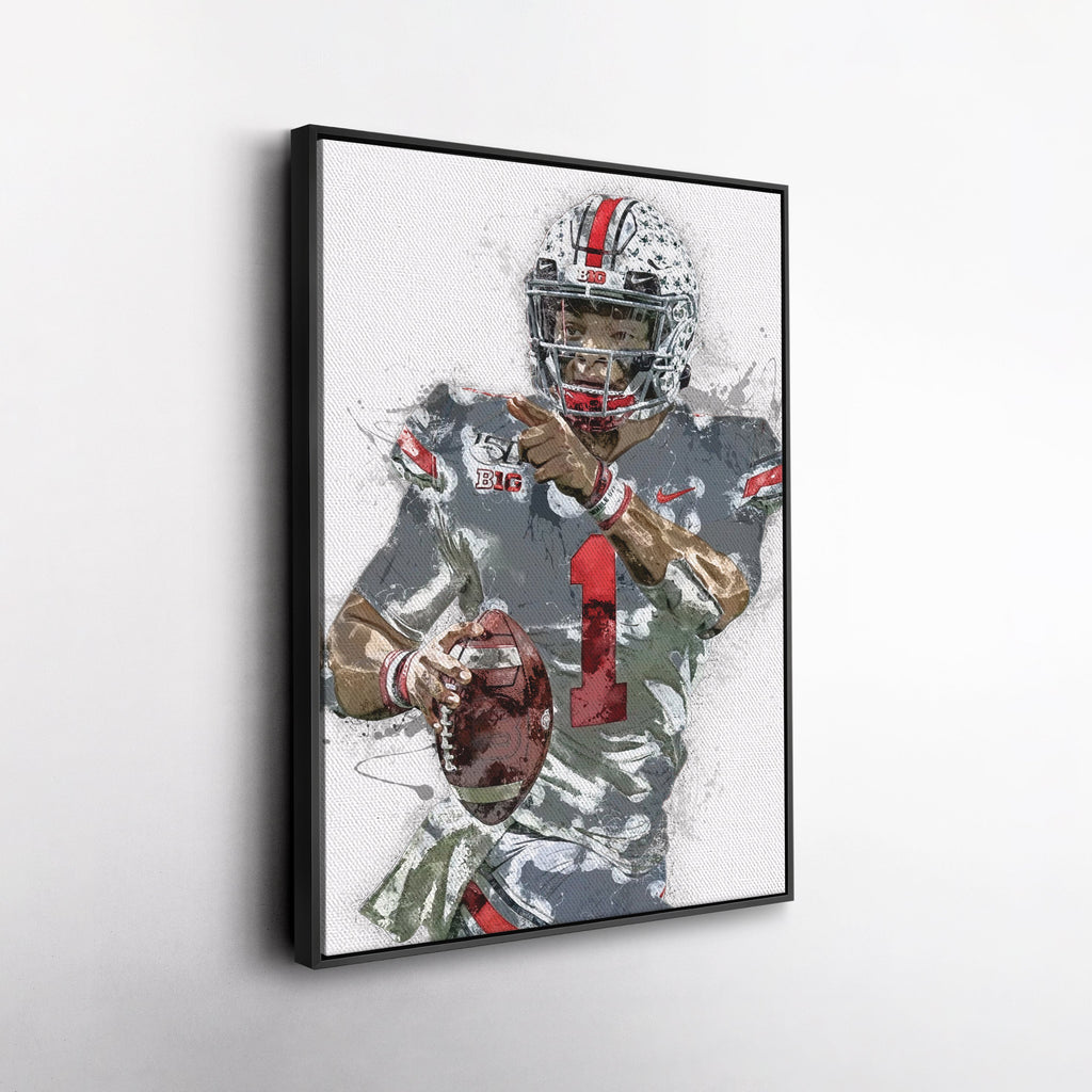 Justin Fields Canvas Art – Ohio State Buckeyes Wall Decor