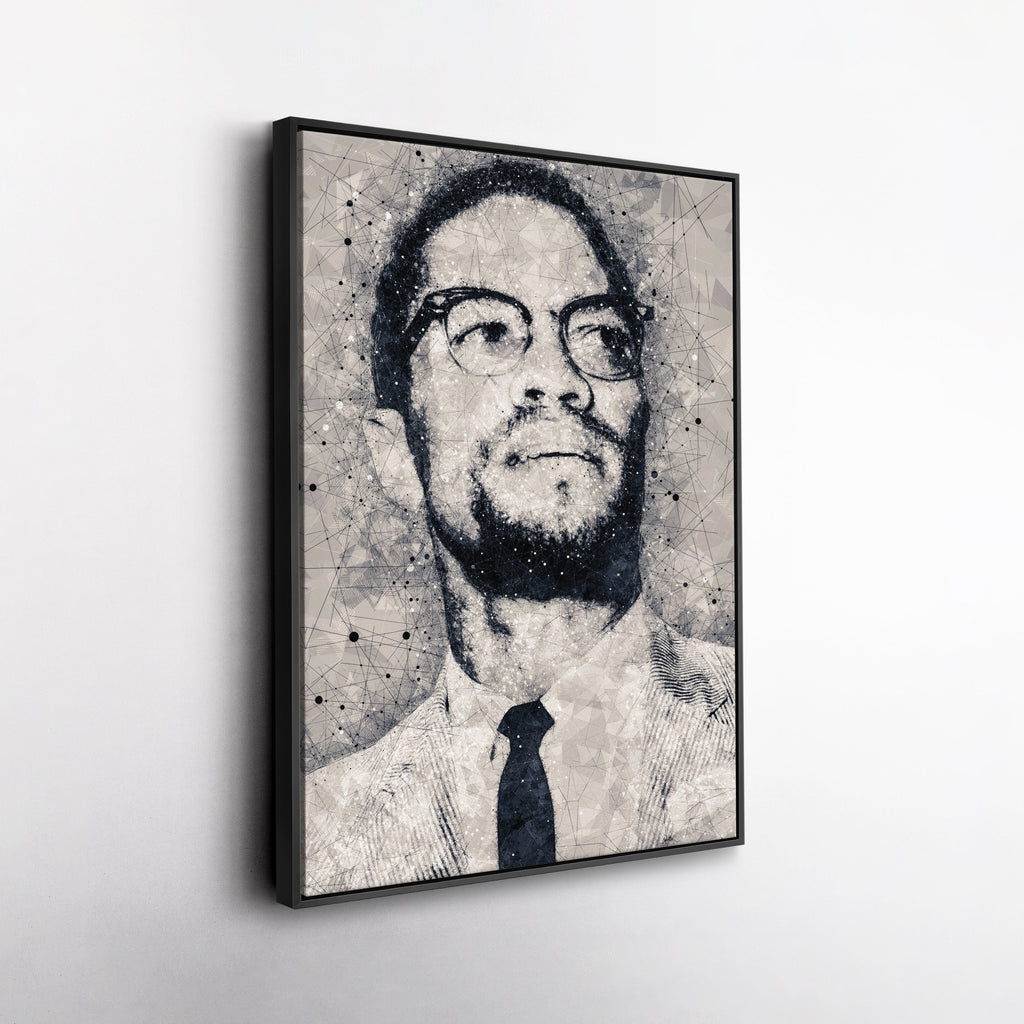 Malcolm X Canvas Art – Civil Rights Geometric Wall Decor