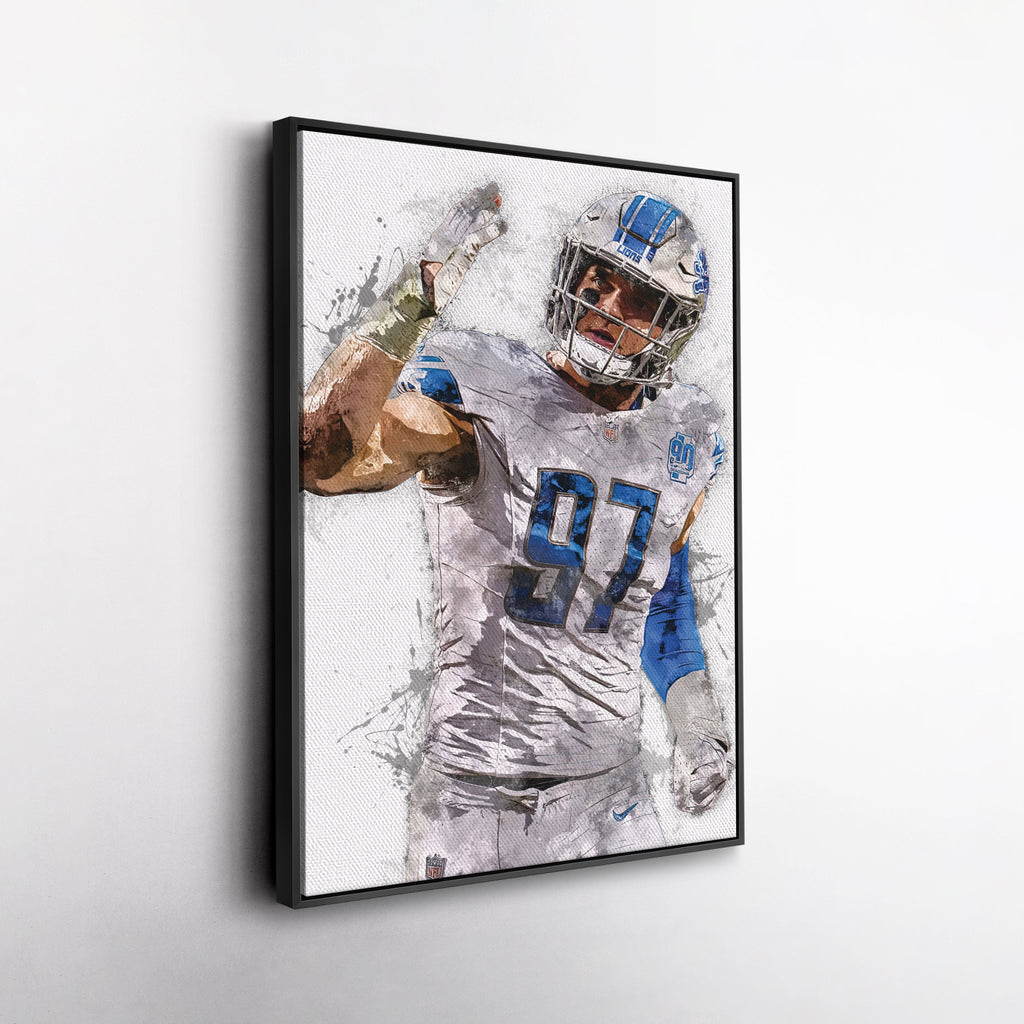 Aidan Hutchinson Canvas Art – Detroit Lions Wall Decor