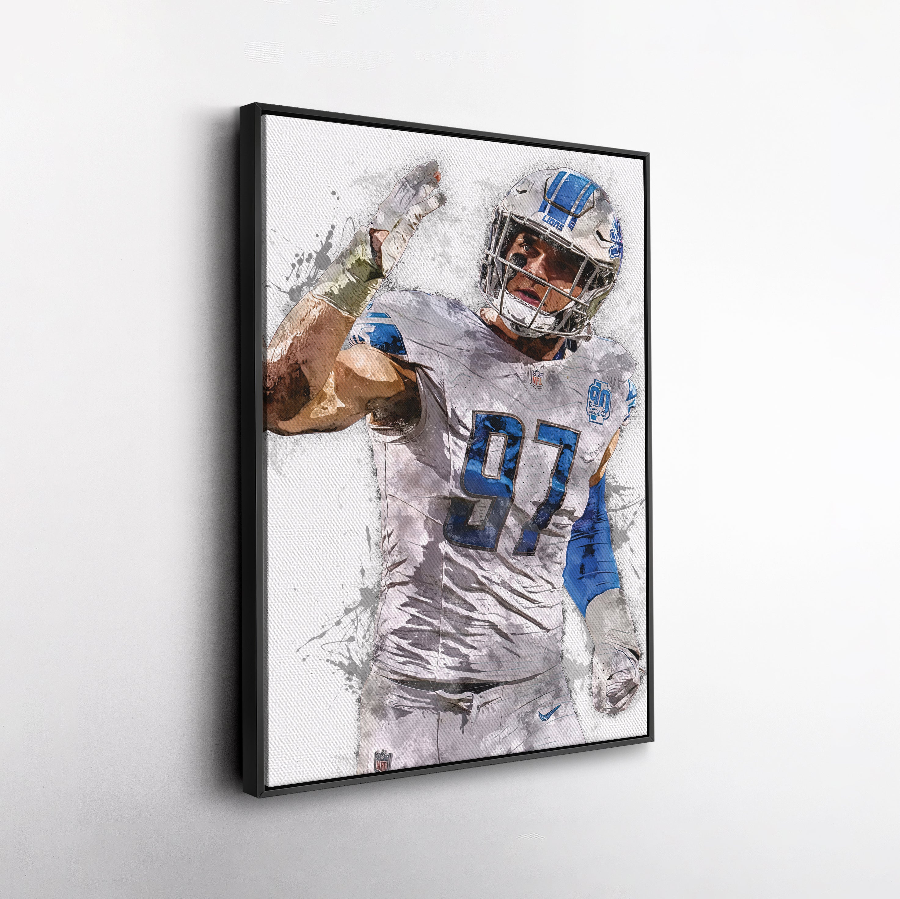 Aidan Hutchinson Canvas Art – Detroit Lions Wall Decor