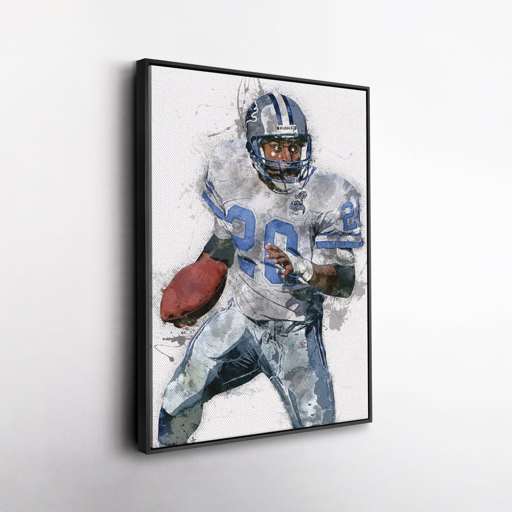 Barry Sanders Canvas Art – Detroit Lions Wall Decor