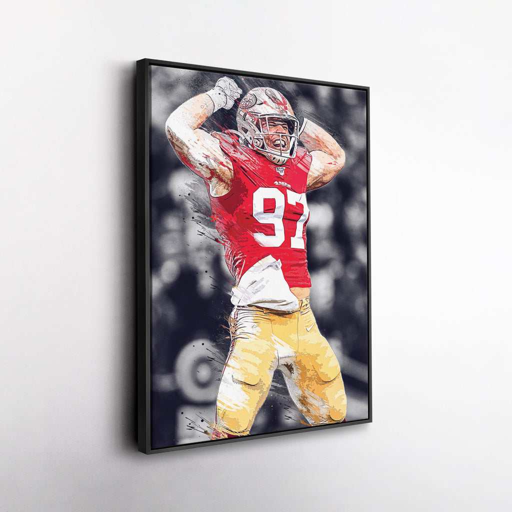 Nick Bosa Canvas Art – 49ers NFL Celebration Wall Decor