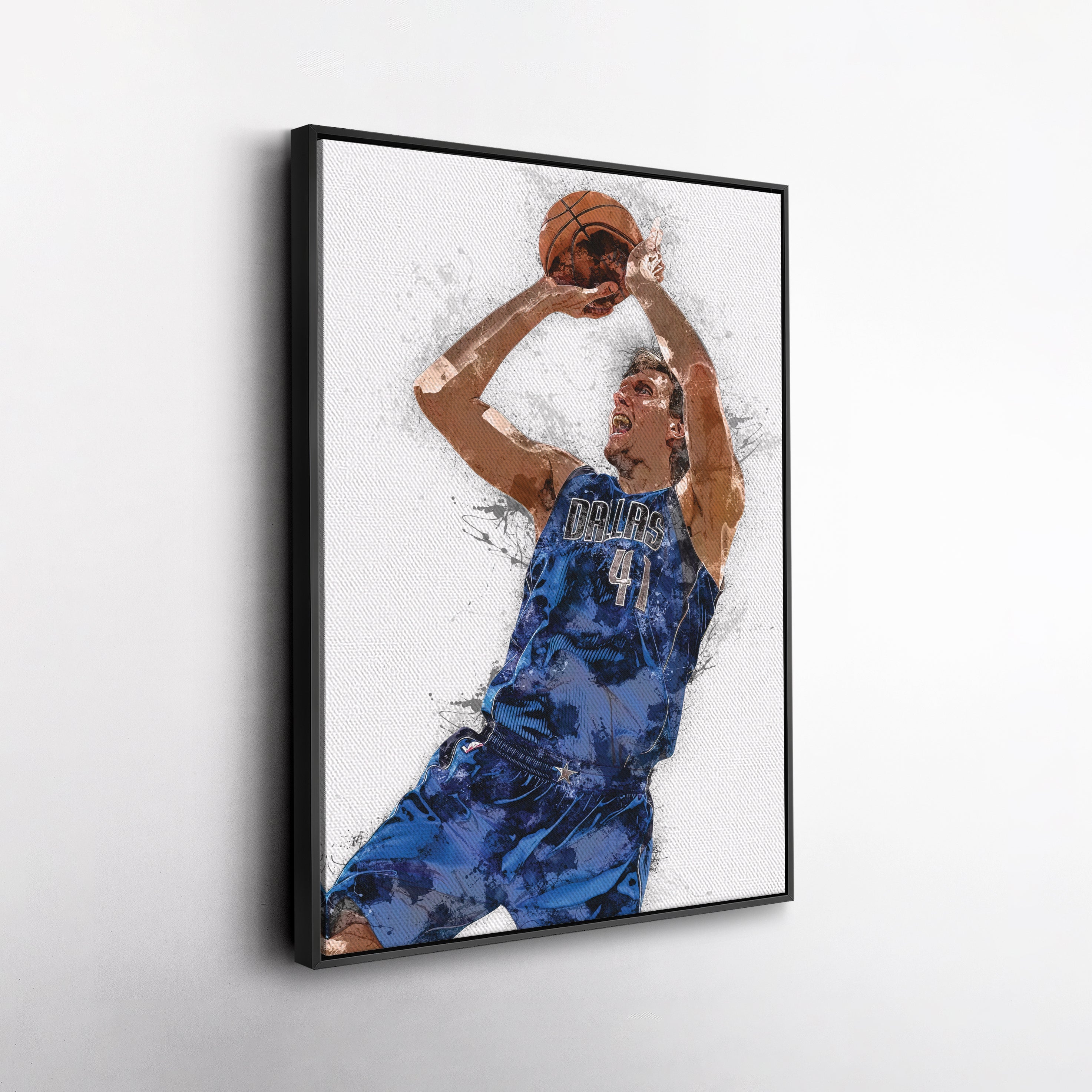 Dirk Nowitzki Canvas Art – Dallas Mavericks Legend Wall Decor