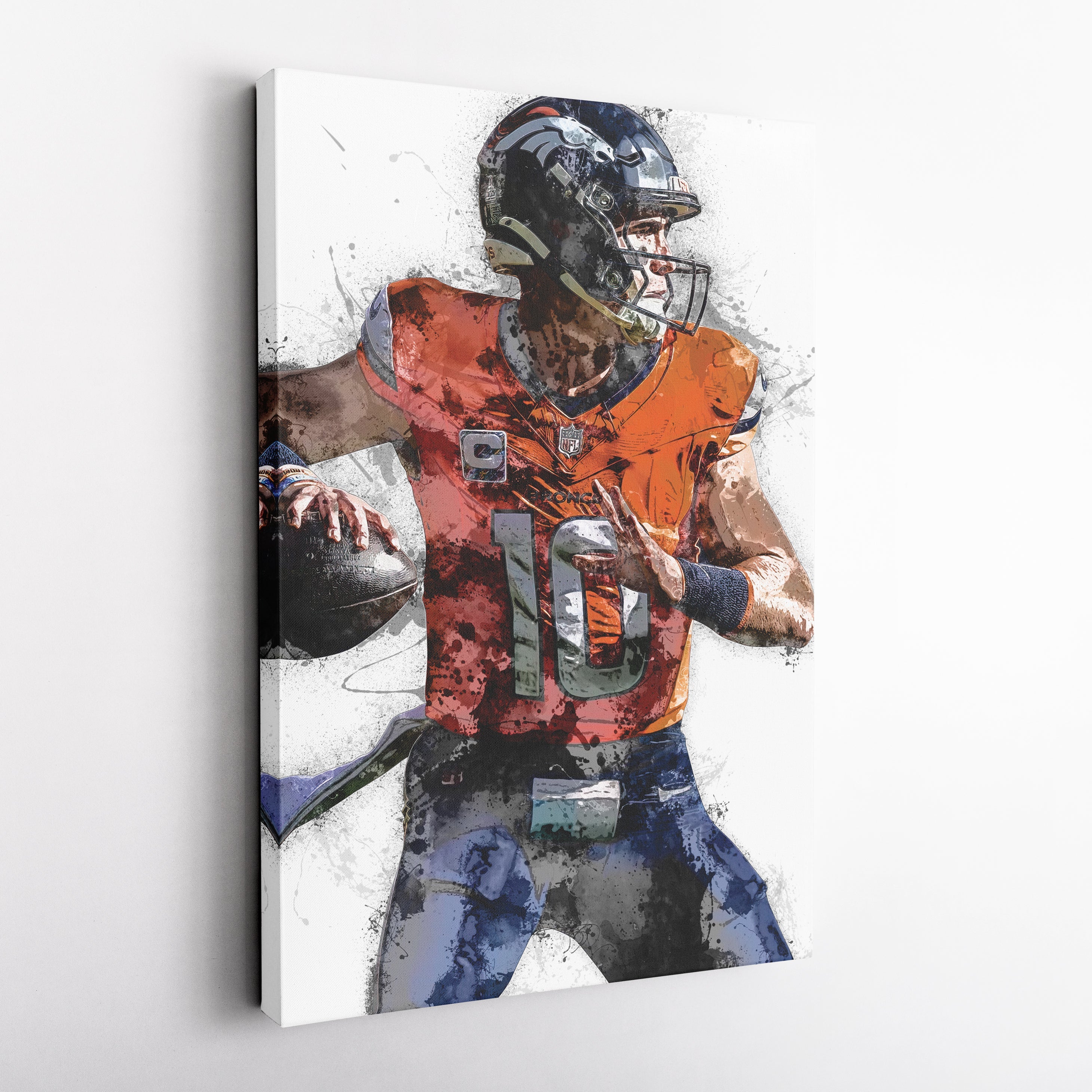 Bo Nix Canvas Art – Denver Broncos Wall Decor