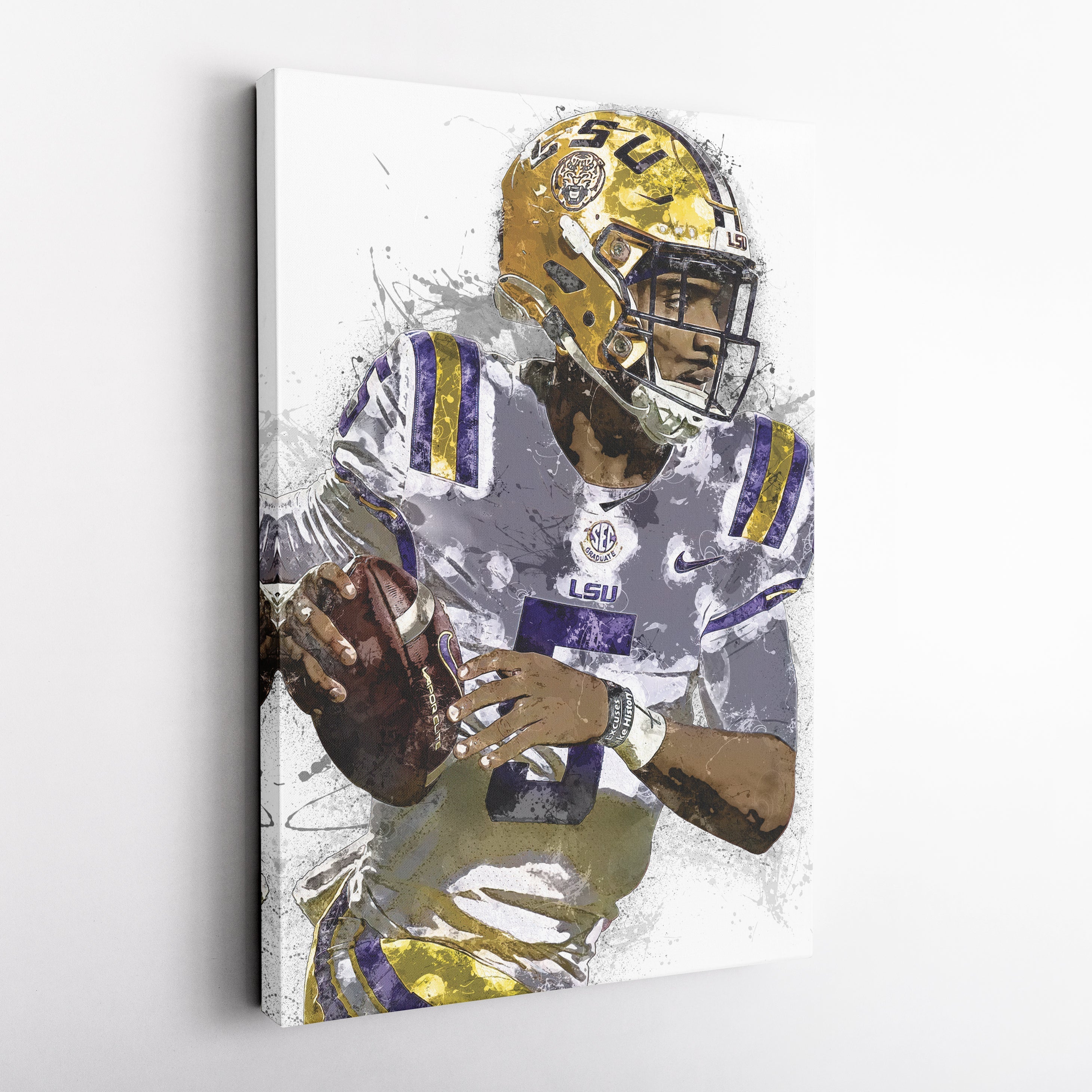 Jayden Daniels Canvas Art – LSU Tigers Wall Decor