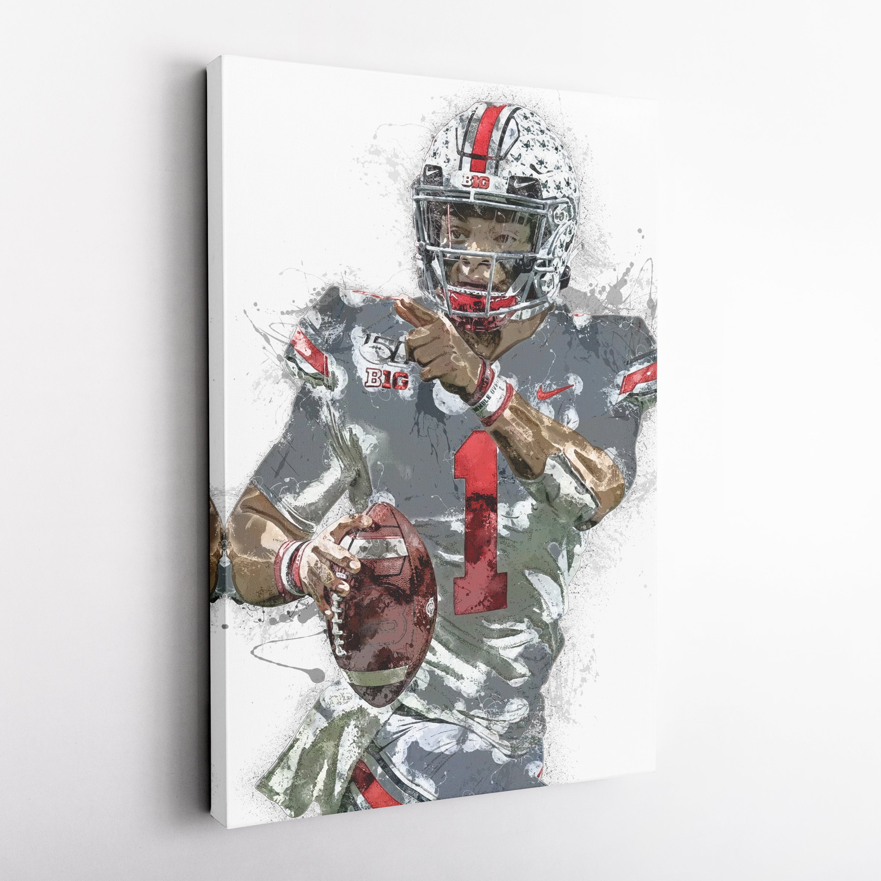 Justin Fields Canvas Art – Ohio State Buckeyes Wall Decor