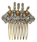 Dolce & Gabbana Gold Brass Clear Crystal Hair Stick Accessory Comb