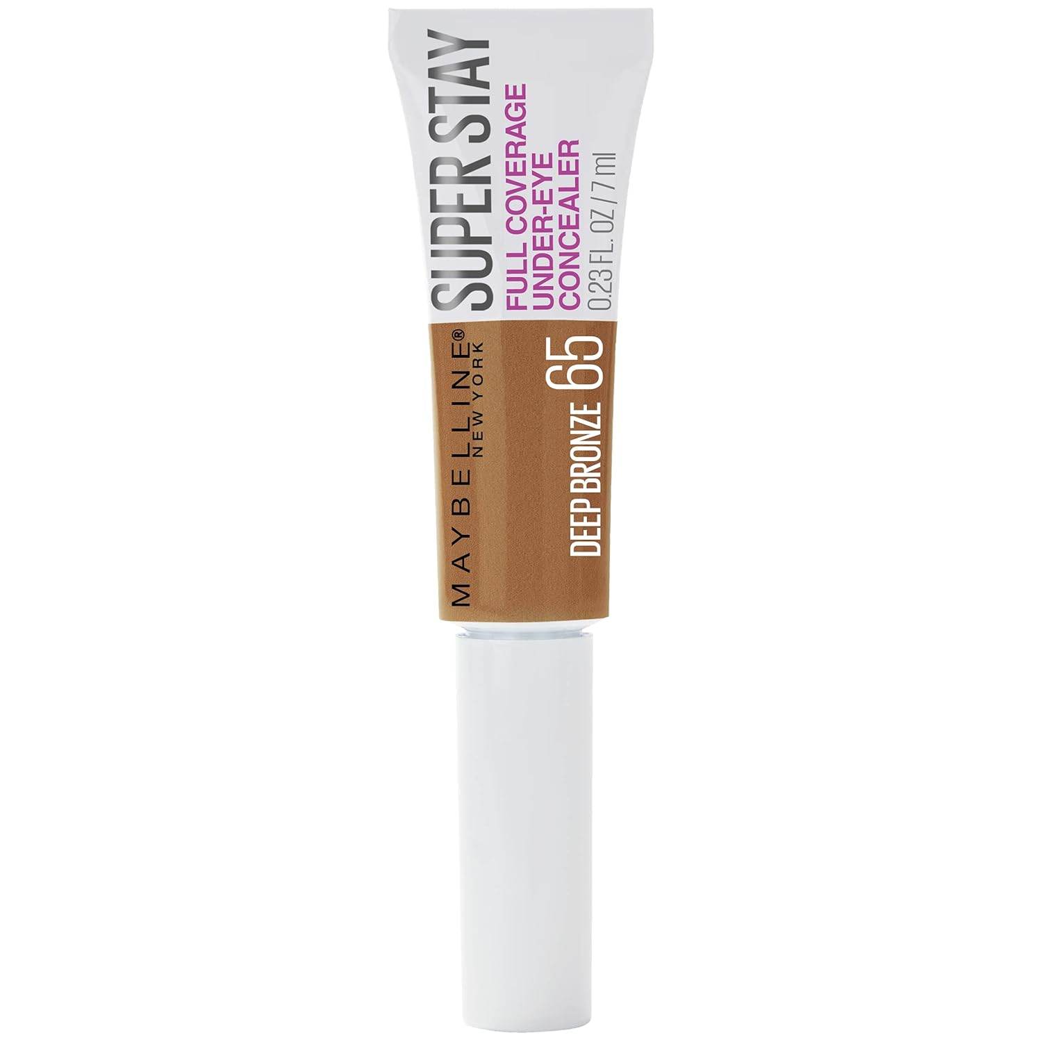 Maybelline New York Super Stay Super Stay Full Coverage, Under-eye Concealer Liquid Makeup For Up To 24H Wear, With Paddle Applicator, Deep Bronze, 0.23 fl. oz., 65 Deep Bronze