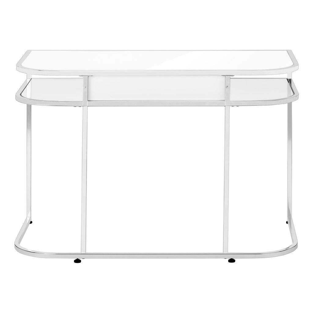 Computer Desk, Home Office, Laptop, Storage Drawers, 48'l, Work, White Laminate, Chrome Metal, Contemporary, Modern