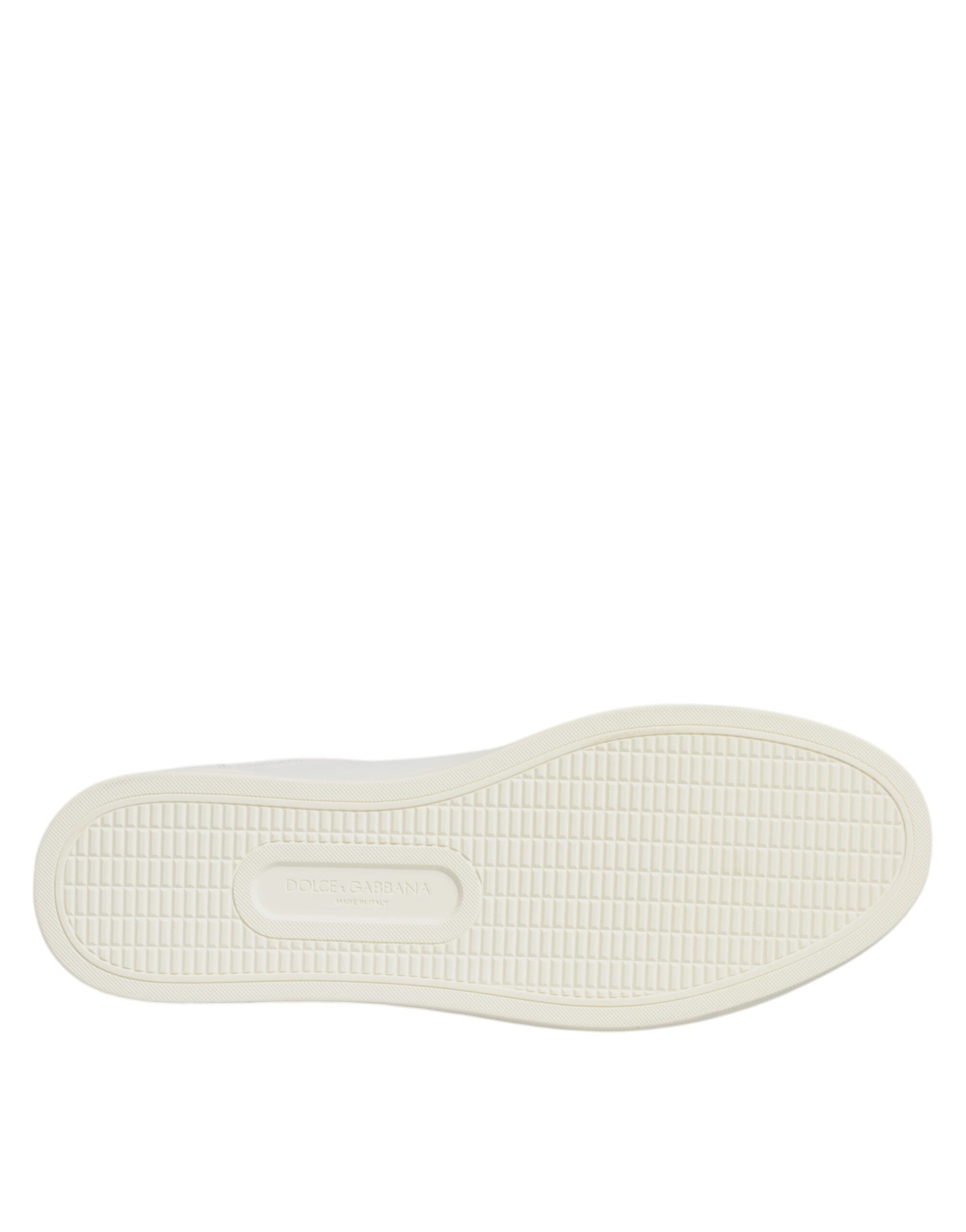 Dolce & Gabbana White Leather Heart Embellished Sneakers Shoes