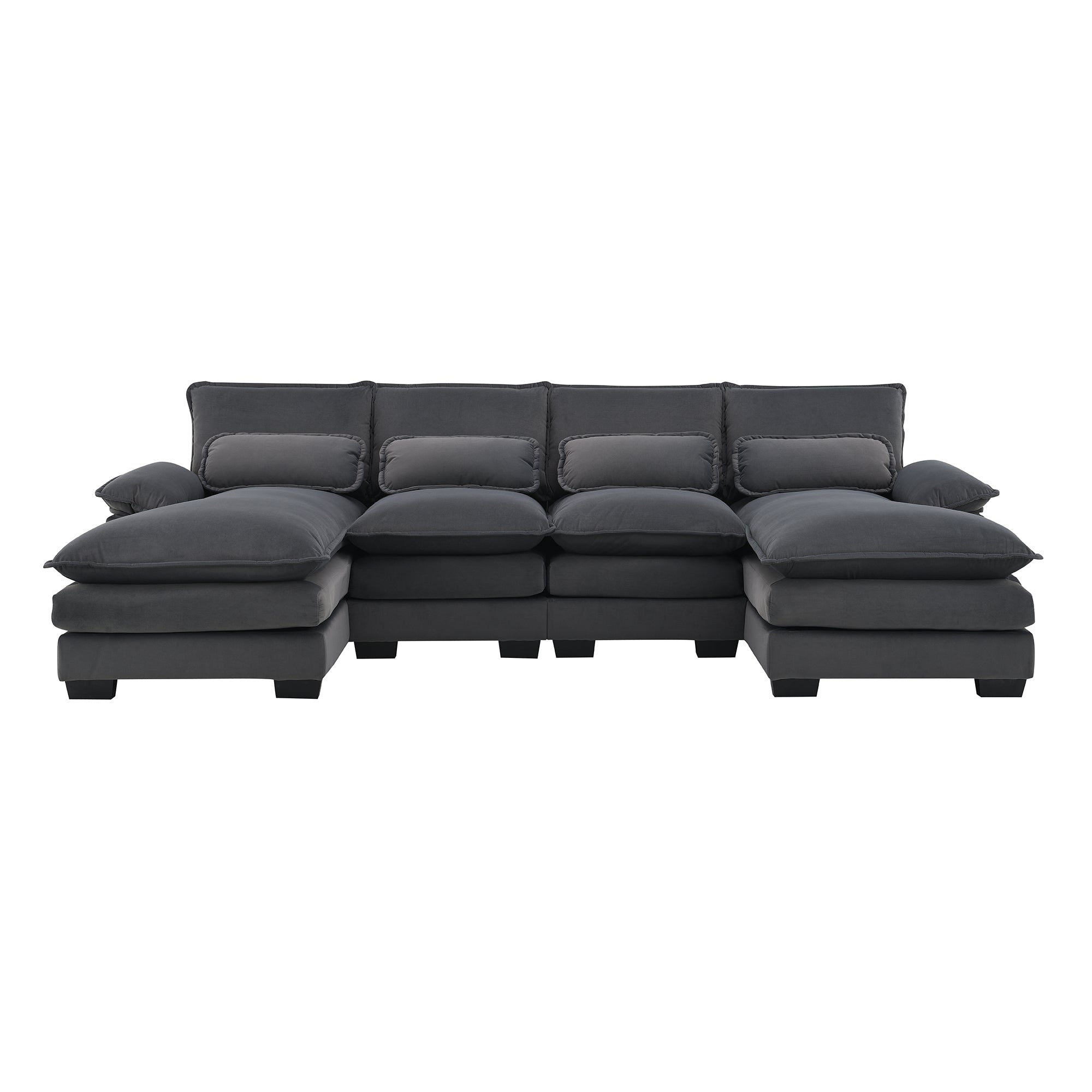 109.8*55.9' Modern U-shaped Sectional Sofa with Waist Pillows,6-seat Upholstered Symmetrical Sofa Furniture,Sleeper Sofa Couch with Chaise Lounge for Living Room,Apartment,5 Color