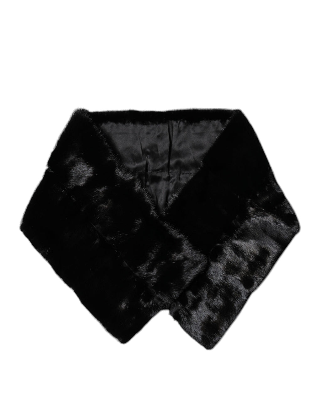 Dolce & Gabbana Black Fur Shawl Neck Wrap Cover Collar Scarf
