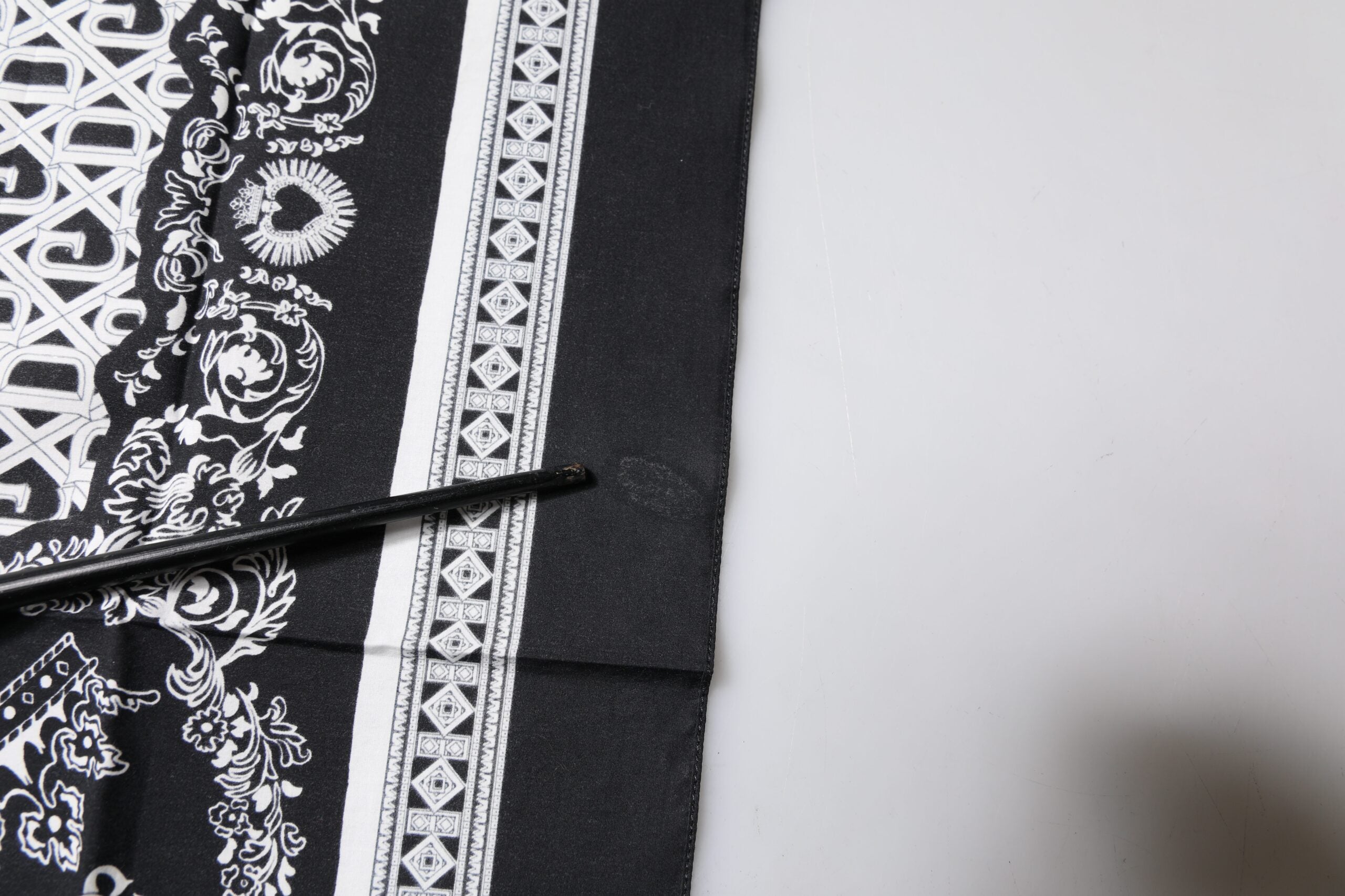 Dolce & Gabbana Black Logo Monogram Cotton Handkerchief Scarf