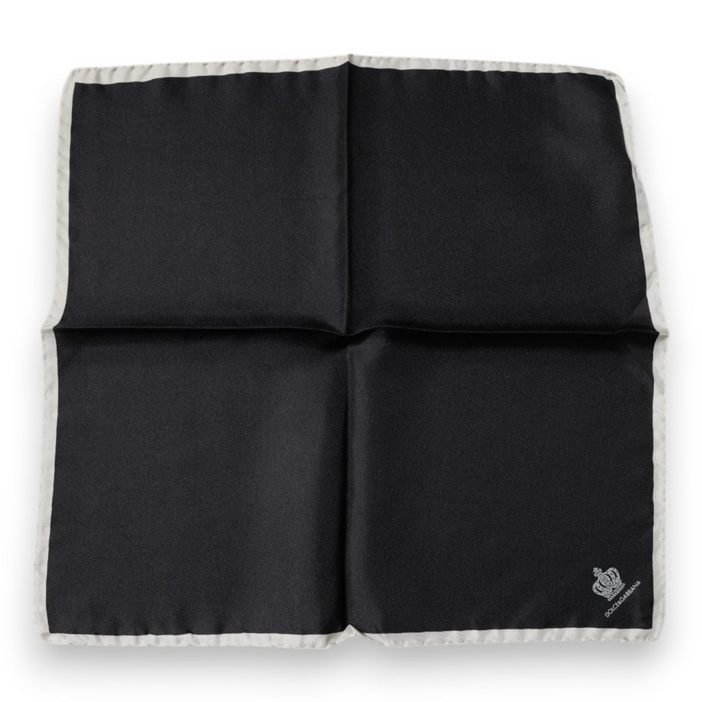Dolce & Gabbana Black Crown Logo Square Handkerchief Scarf